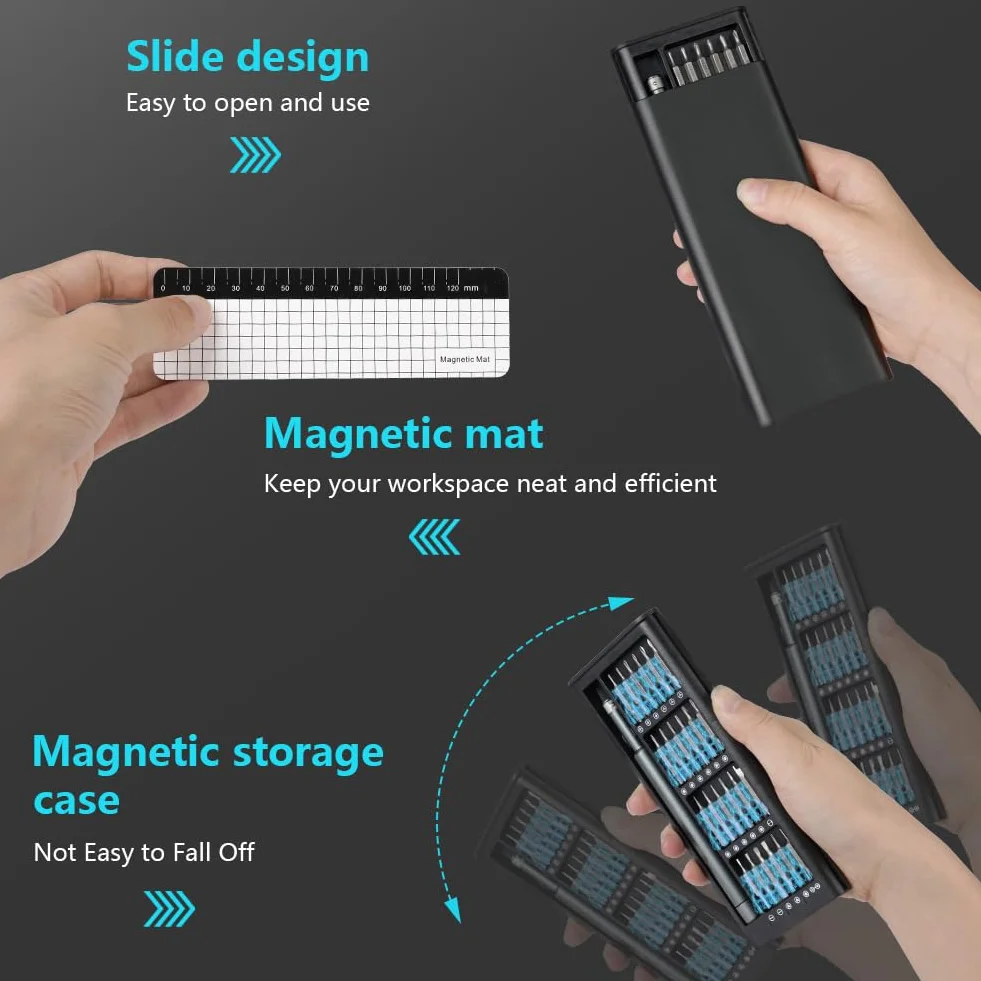Ainiv Zestaw wkrętaków, 54 w 1 mini precyzyjny zestaw wkrętaków z 48 magnetycznymi końcówkami, zestaw ręcznych wkrętaków, do telefonów, komputerów, zabawek, zegarków