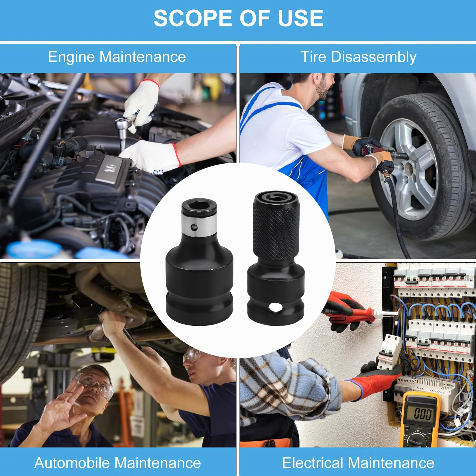 2 szt. adaptera do kluczy udarowych Impact Bit Holder Socket 1/2 do 1/4 cala wkładka do wkrętarki, wielofunkcyjne narzędzie do kluczy elektrycznych i zapadków