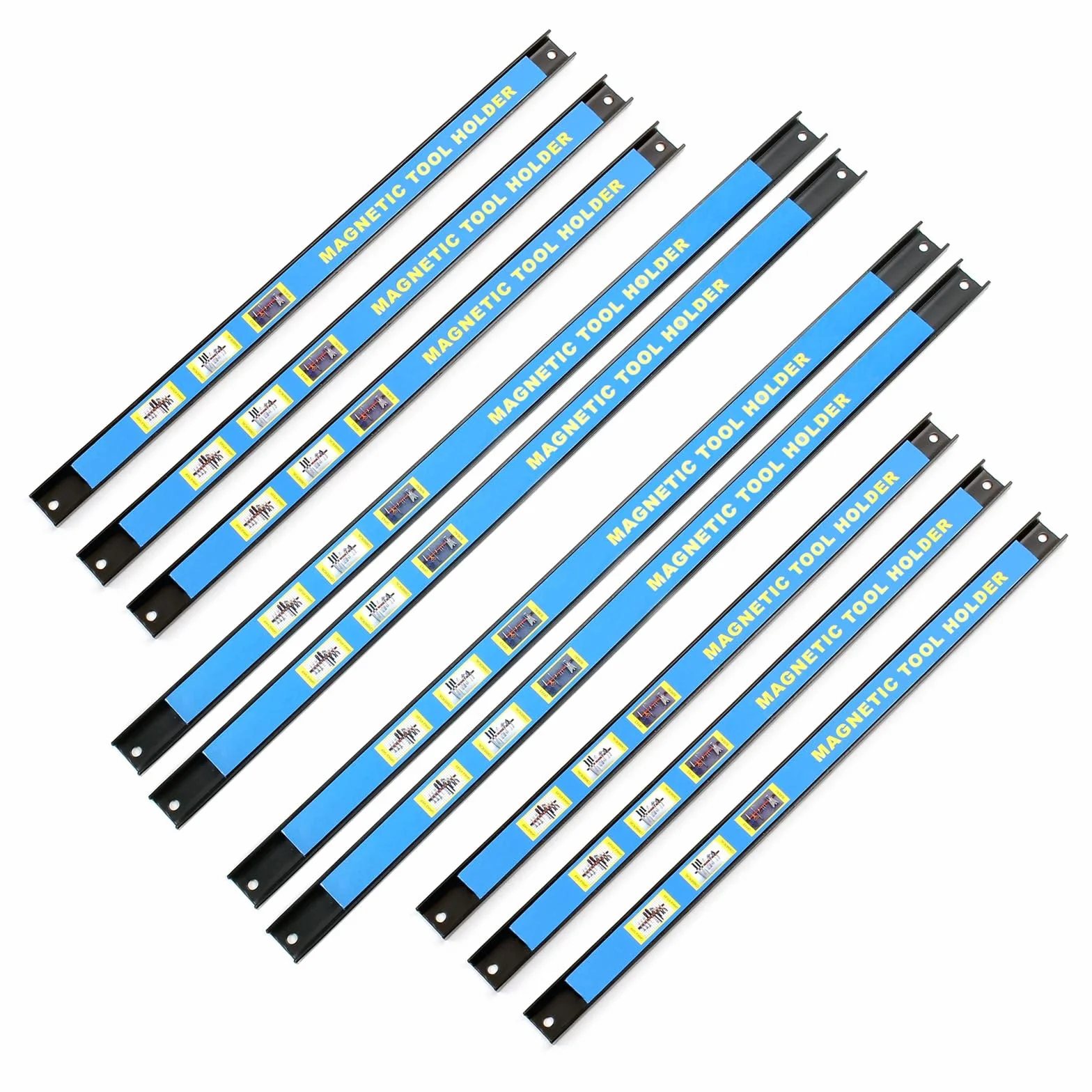 Wiltec 10x Listwa magnetyczna na narzędzia 6x46 cm i 4x61 cm, uchwyt magnetyczny warsztatowy ze stali, organizer ścienny do warsztatu i garażu