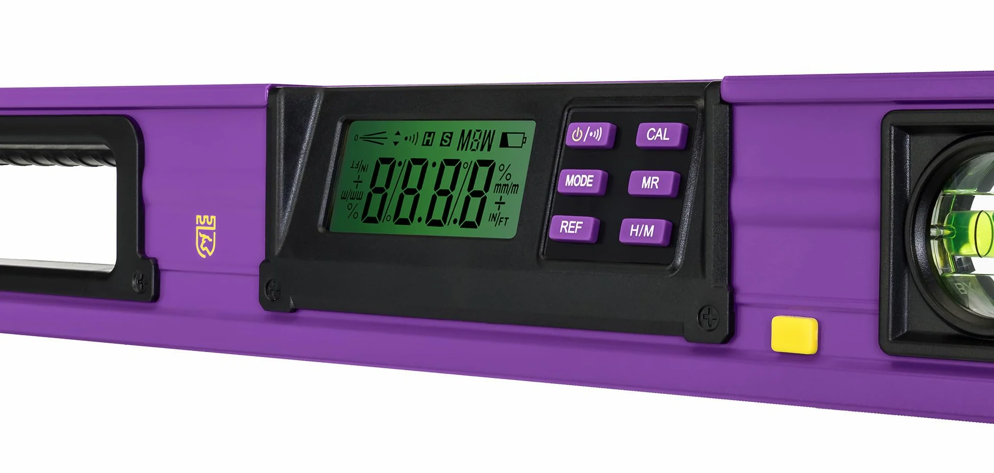 Verk LY60 Poziomica Cyfrowa LCD Kątomierz 60 cm | Inklinometr 4x90°, 2 Libelle, Ekran LCD, 4 Tryby Pomiaru, Magnetyczna Podstawa V, Drewno, Budowa