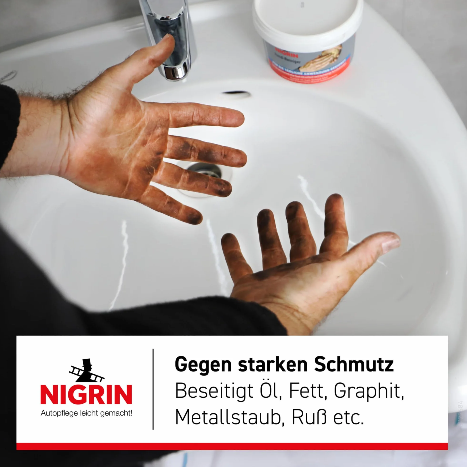 NIGRIN Pasta do mycia rąk 500 ml, czyści delikatnie dla skóry, usuwa uporczywe zabrudzenia, 1 sztuka