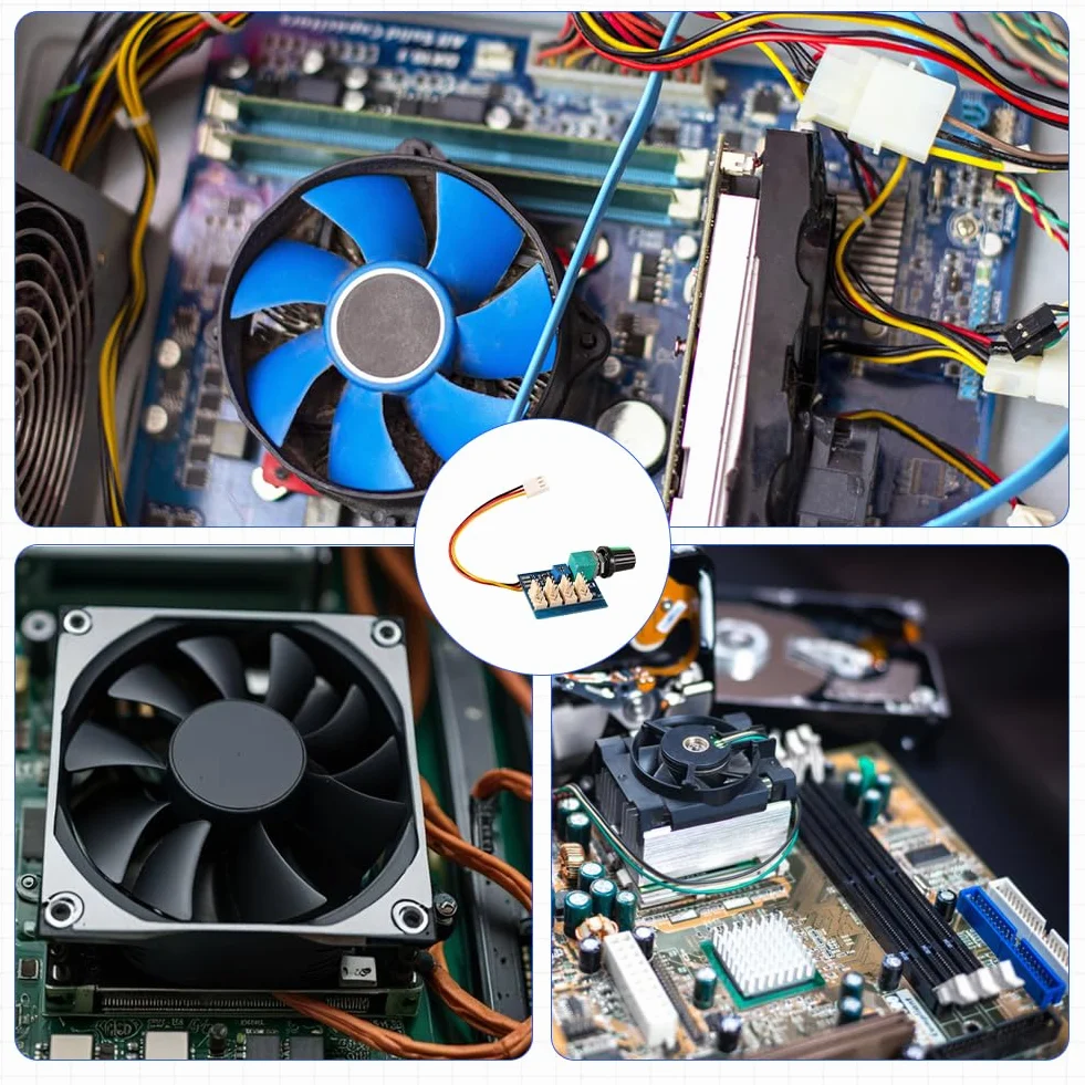 12V PWM Sterownik wentylatora 4pin - Regulator obrotów wentylatora PWM 4 kanałowy dla 4-pinowych wentylatorów PC CPU, 25KHZ, Regulator obrotów wentylatora 4 kanałowy dla systemu chłodzenia PC