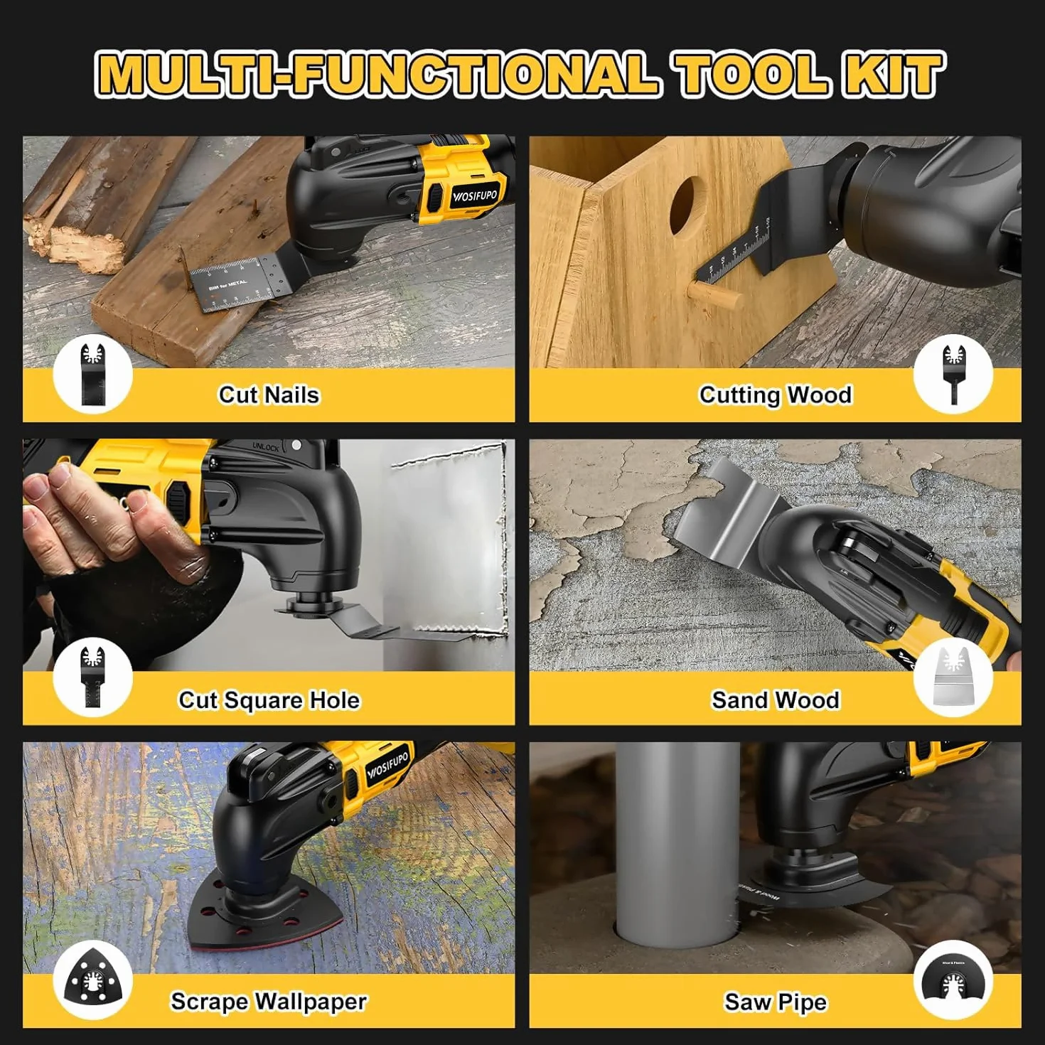 Narzędzie wielofunkcyjne, kompatybilne z akumulatorami 18 V, bezszczotkowe DIY
