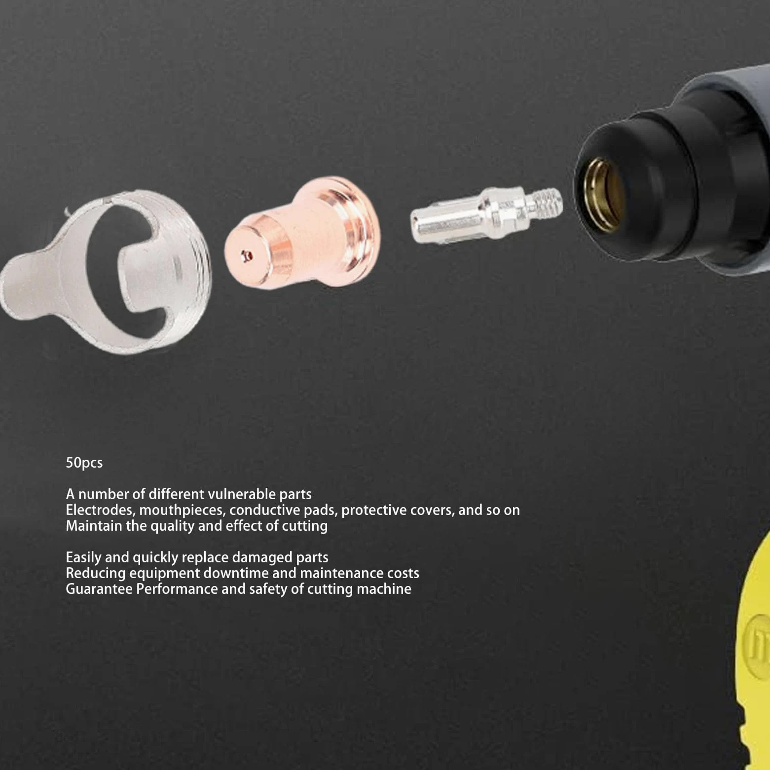 GOWENIC 50-częściowy Zestaw Elektrod z końcówką | Materiały Eksploatacyjne do Cięcia do Palnika CUT-55DS Pro CUT-65DS