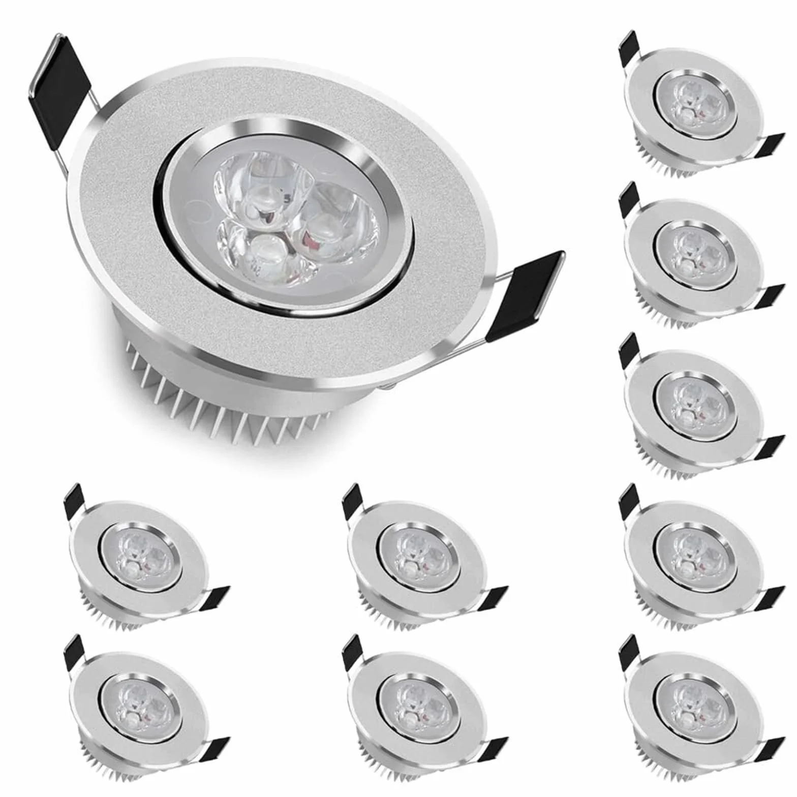 Reflektor LED Ultracienki, wpuszczany w sufit | Miniaturowe oświetlenie sufitowe 3 W do salonu | Oprawa typu retrofit z wycięciem w kształcie gałki ocznej o średnicy 55-6,10pcs-Warm light