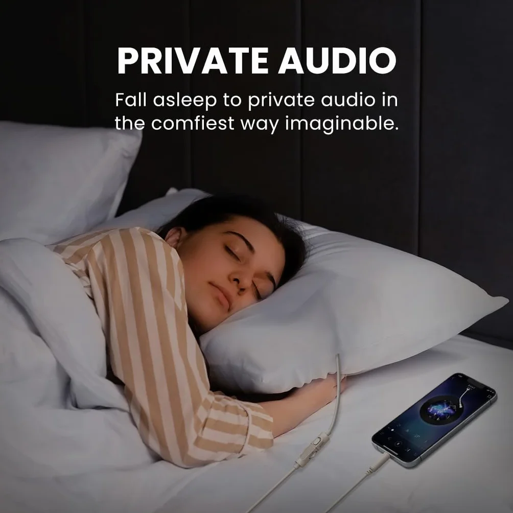 Avantree Slumber B – [wersja AUX 3,5 mm] Ultra-wygodny przewodowy głośnik z poduszką o niskiej głośności, słuchawki do spania alternatywne bez przeszkadzania innym, bez ładowania, do audiobooków i