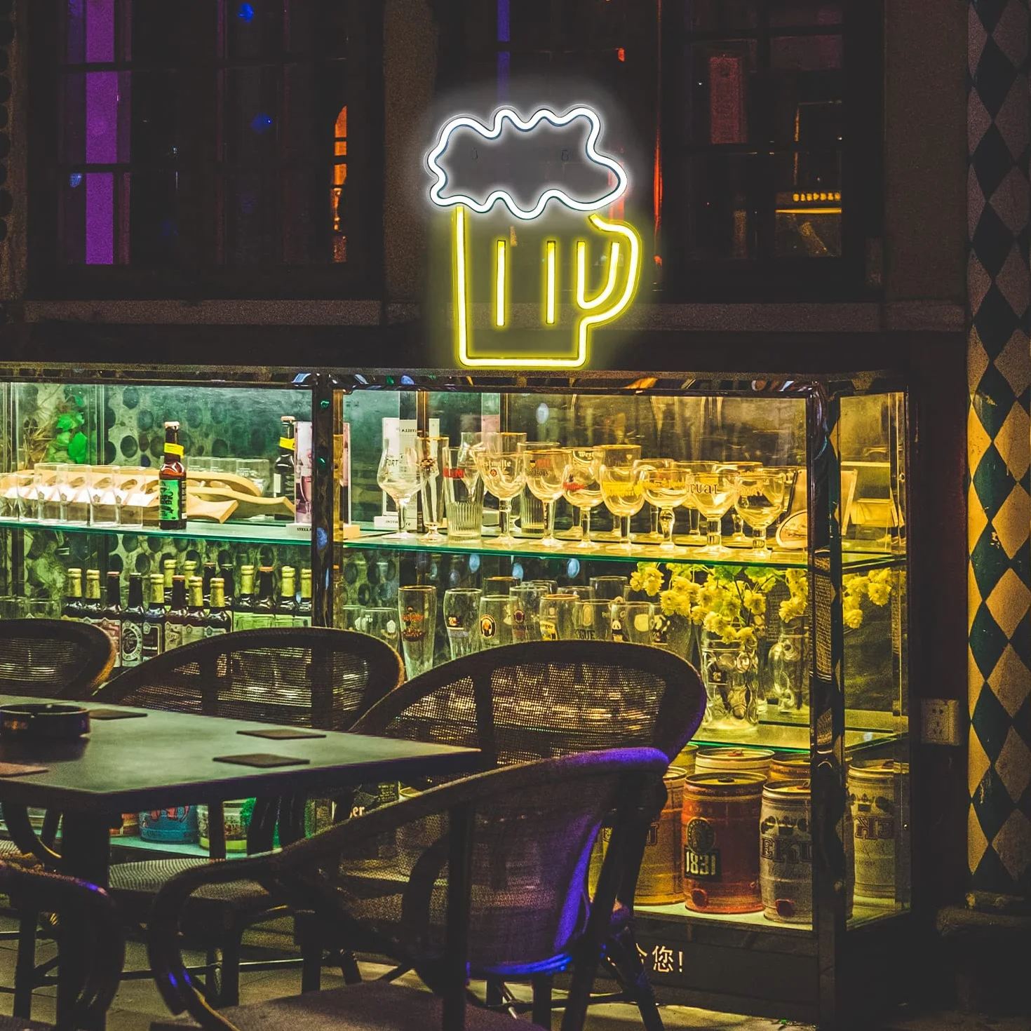 Kufel do piwa, neonowy znak świetlny LED, żółte, białe neonowe światło, dekoracyjne światła ścienne, do baru, pubu, klubu nocnego, restauracji, sklepu, na uroczystości, dekoracja, znak imprezowy
