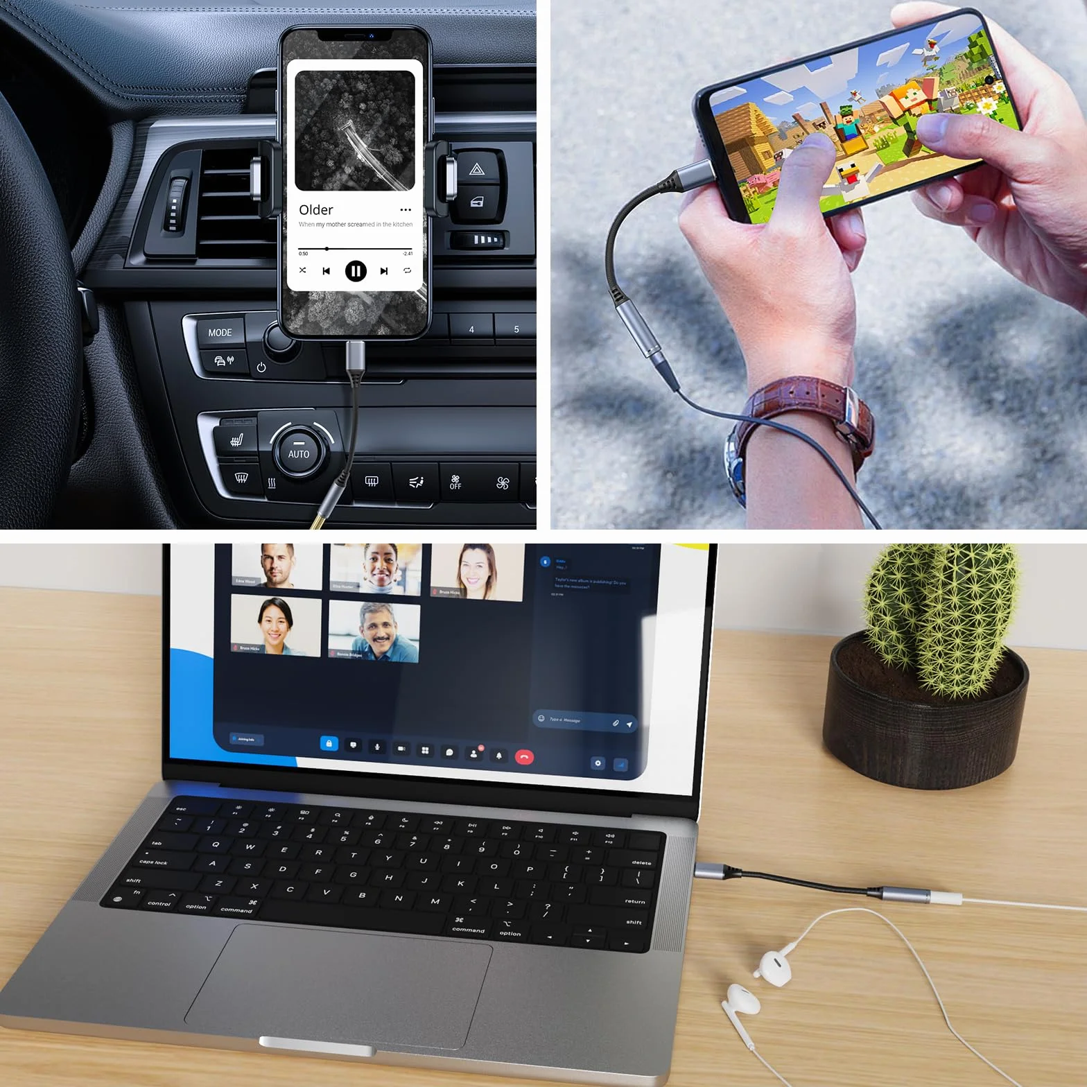 Tobfit adapter USB C na 3,5 mm gniazdo słuchawkowe, kabel audio USB C na Aux do iPhone 16/15/Pro Max/15 Pro/Plus, Samsung Galaxy S25 S24 S23 S22 S21 S20, Huawei, Pixel, iPad