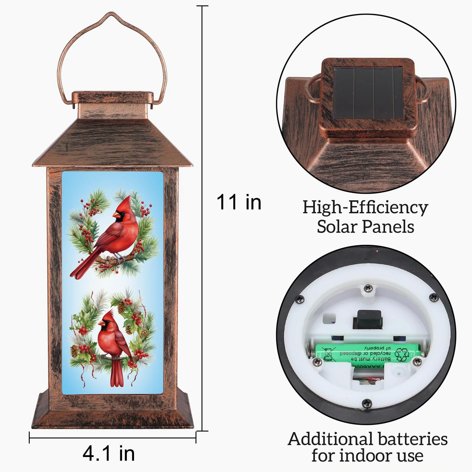 Solarne lampiony z motywem kardynalskim, wodoodporne, dekoracyjne światła do ogrodu, prezenty urodzinowe dla kobiet, mamy i babci, solarne lampy wiszące LED na podwórko, patio, trawnik i werandę