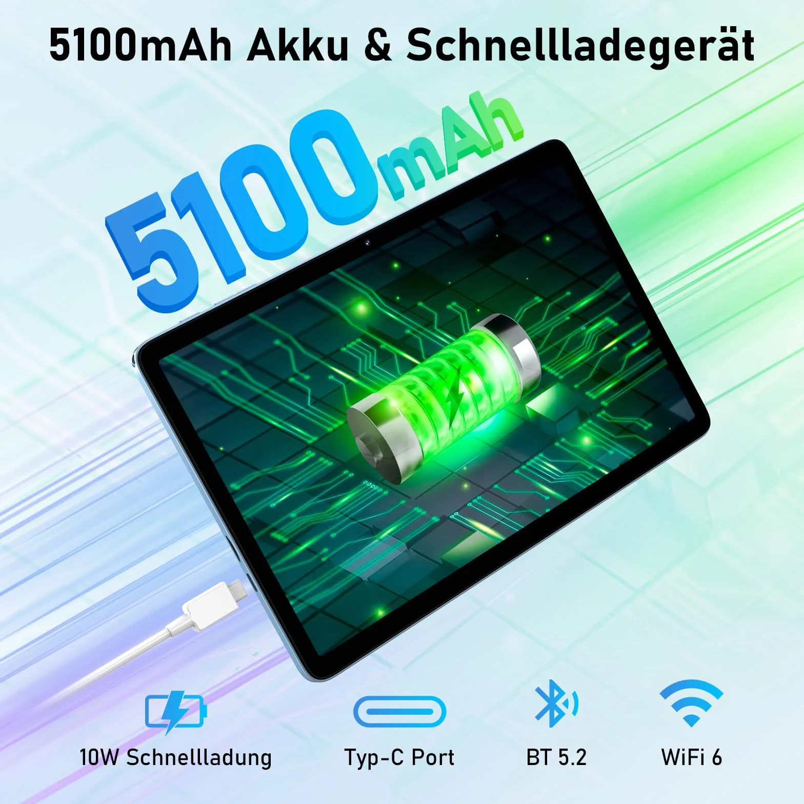 Blackview Tablet z systemem Android 15 Tab 60 WiFi 10 cali, tablet PC, 12 GB RAM + 128 GB ROM/2 TF, WiFi 6 Widevine L1, tryb PC 5100 mAh, tablet do gier, podwójny aparat 8 MP+5 MP/WPS Suite/HD IPS