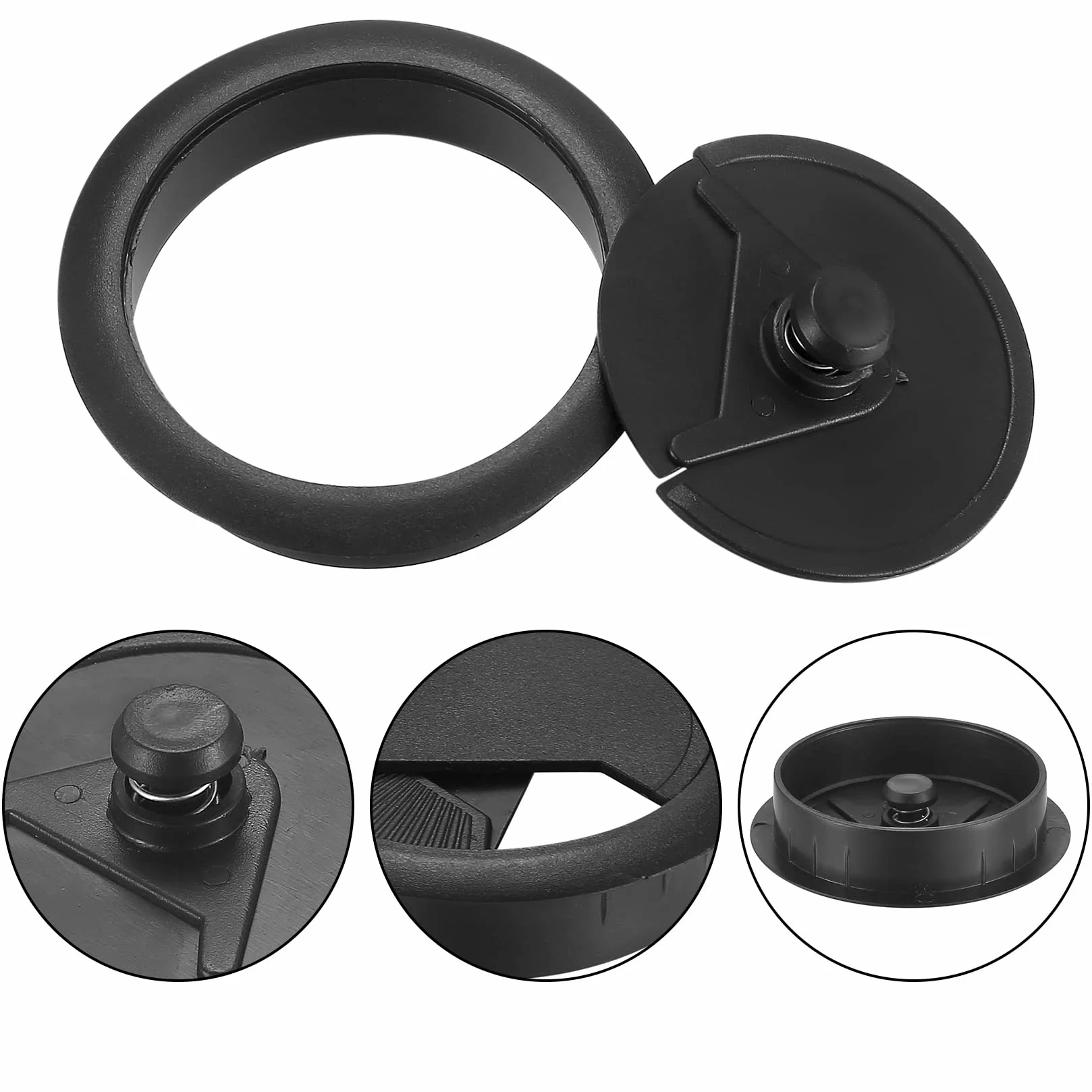 10 sztuk na biurko, przepust kablowy, 60 mm, okrągłe osłony otworów kablowych do biura, stołu, blatów roboczych, prowadnica kabli, z otwornicą (czarne)