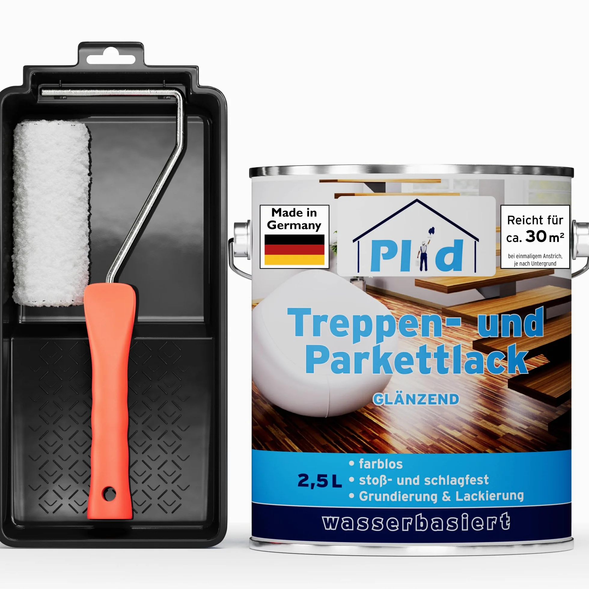 PLID® Parkiet – lakier bezbarwny – błyszczący, nadaje się do uszczelniania korka, parkietu i podłóg drewnianych, schodów drewnianych oraz mebli w pomieszczeniach – odporny na uderzenia wytrzymały –