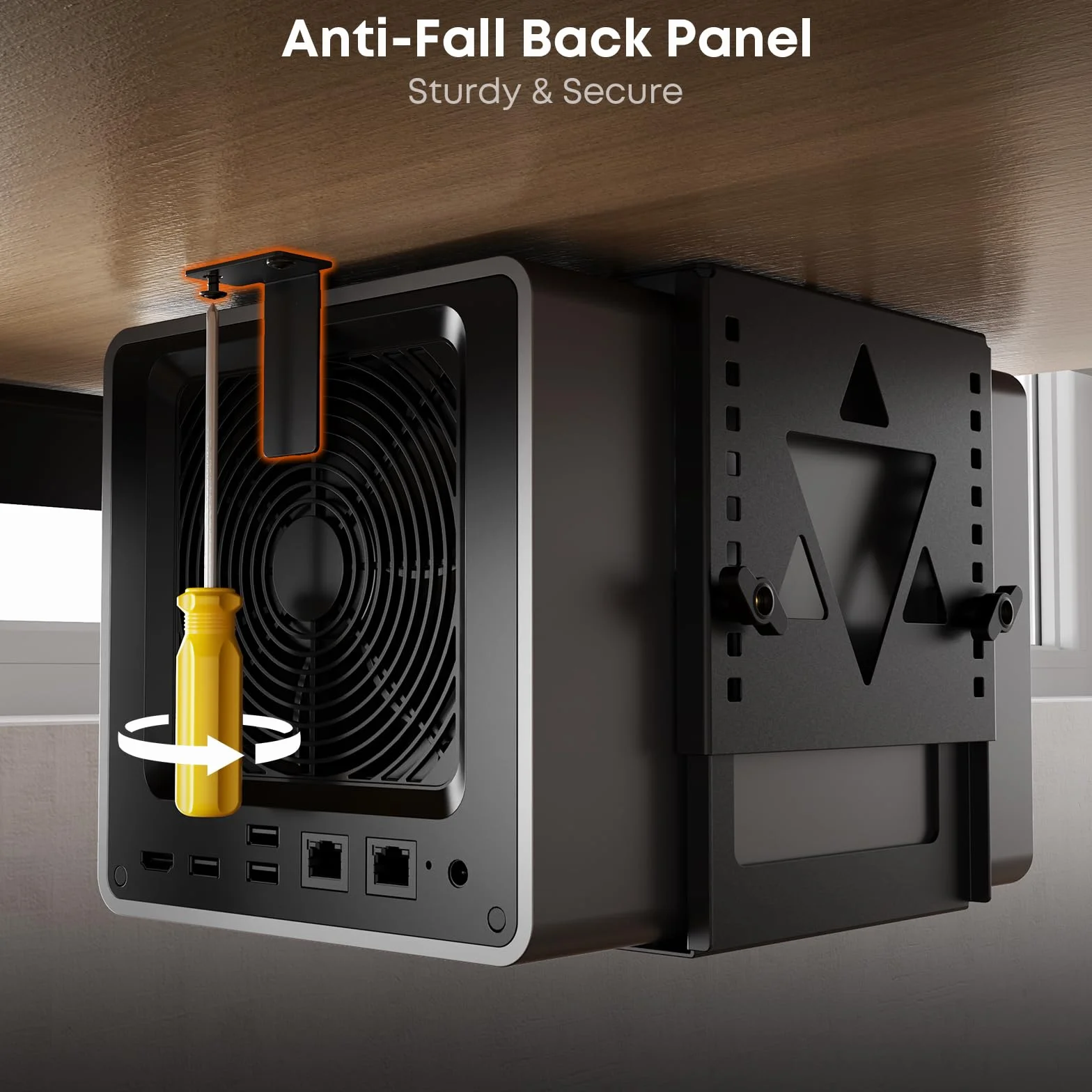 PUTORSEN Uchwyt do montażu pod biurkiem Mini PC, Uchwyt montażowy NAS, regulowany uchwyt komputera z regulacją wysokości i szerokości do komputera stacjonarnego Mac mini, Mini PC, małej obudowy typu