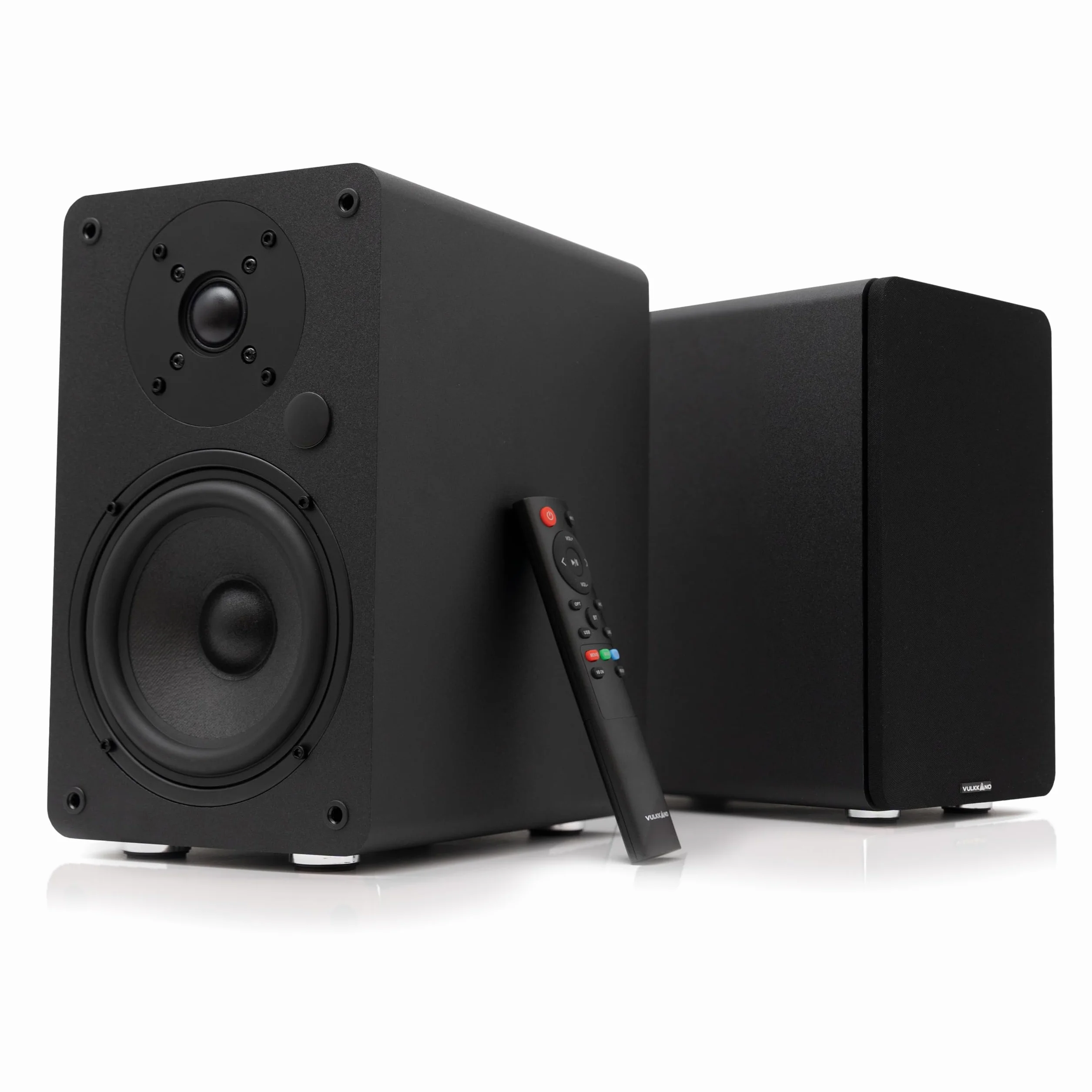 VULKKANO A5 ARC Głośniki Półkowe z głośnikiem niskotonowym 5,25", Bluetooth 5.0, HDMI ARC, Optica, RCA, USB, z wyjściem subwoofera, aktywne głośniki regałowy o eleganckim wzornictwie, Czarny