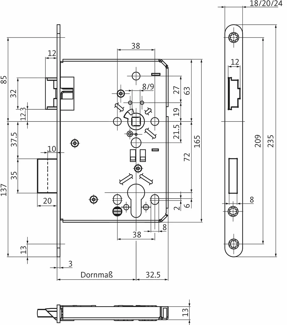 Zamek wpuszczany ZT BKS 0515 DIN 18251 kl. 3