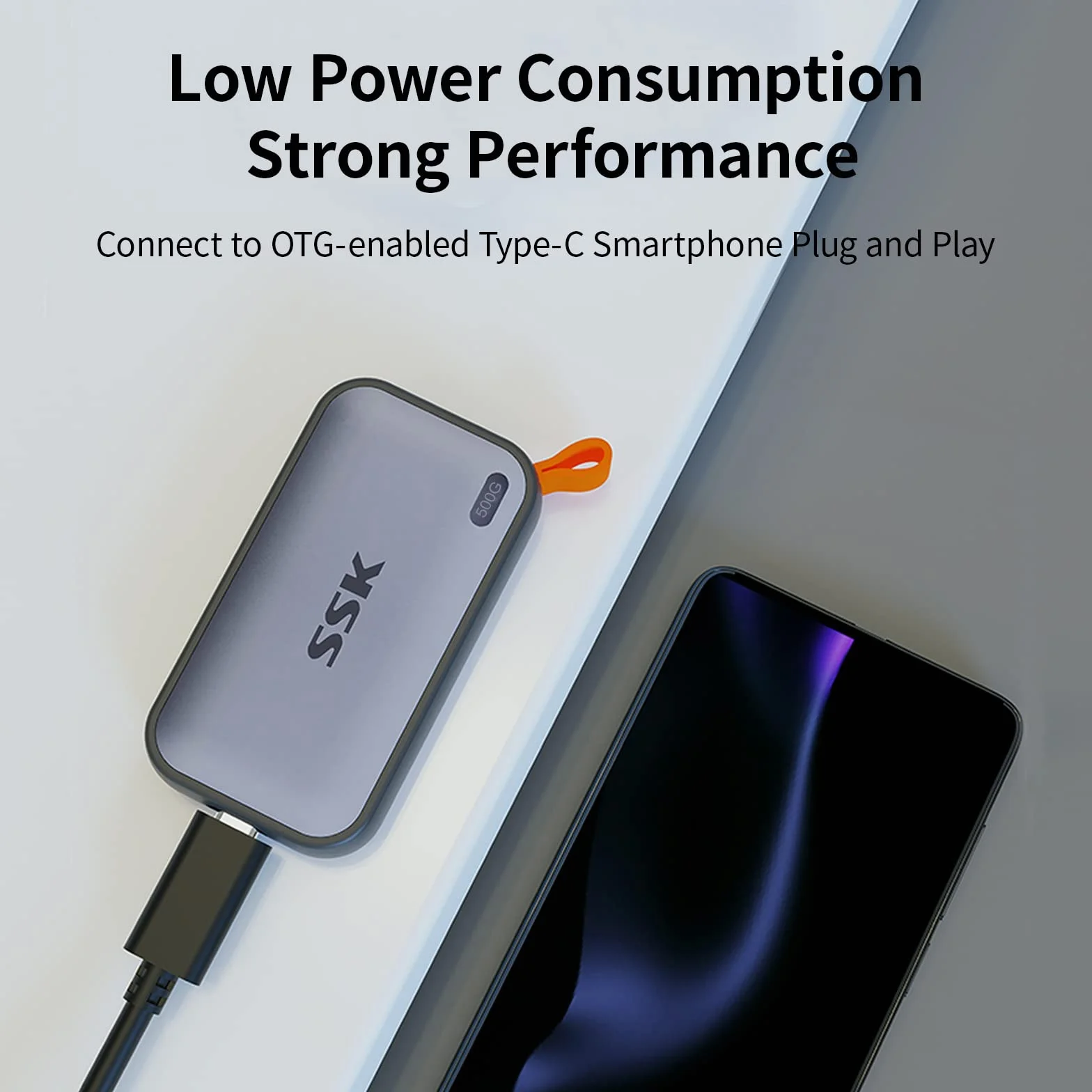 SSK Zewnętrzny przenośny dysk SSD 500GB z pamięcią NVME ekstremalna prędkość transmisji do 1050 MB/s, USB typu C 3.2 Gen 2, do smartfonów typu C, PS5, Xbox, laptopów, macbooków/Pro i innych urządzeń