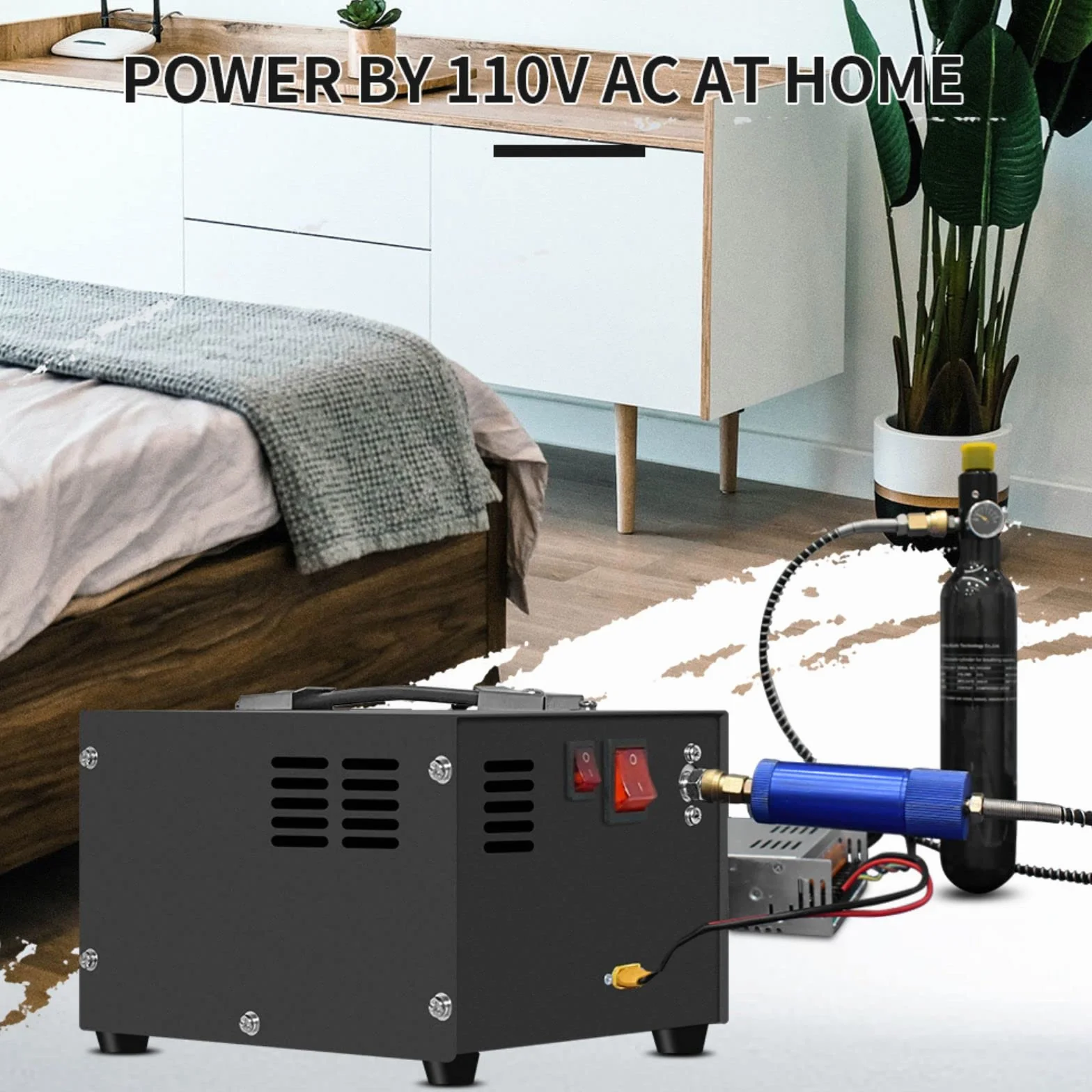 Sprężarka powietrza TUXING PCP 4500Psi 30Mpa bezolejowa 12V 220V pompa do wiatrówek TXES061