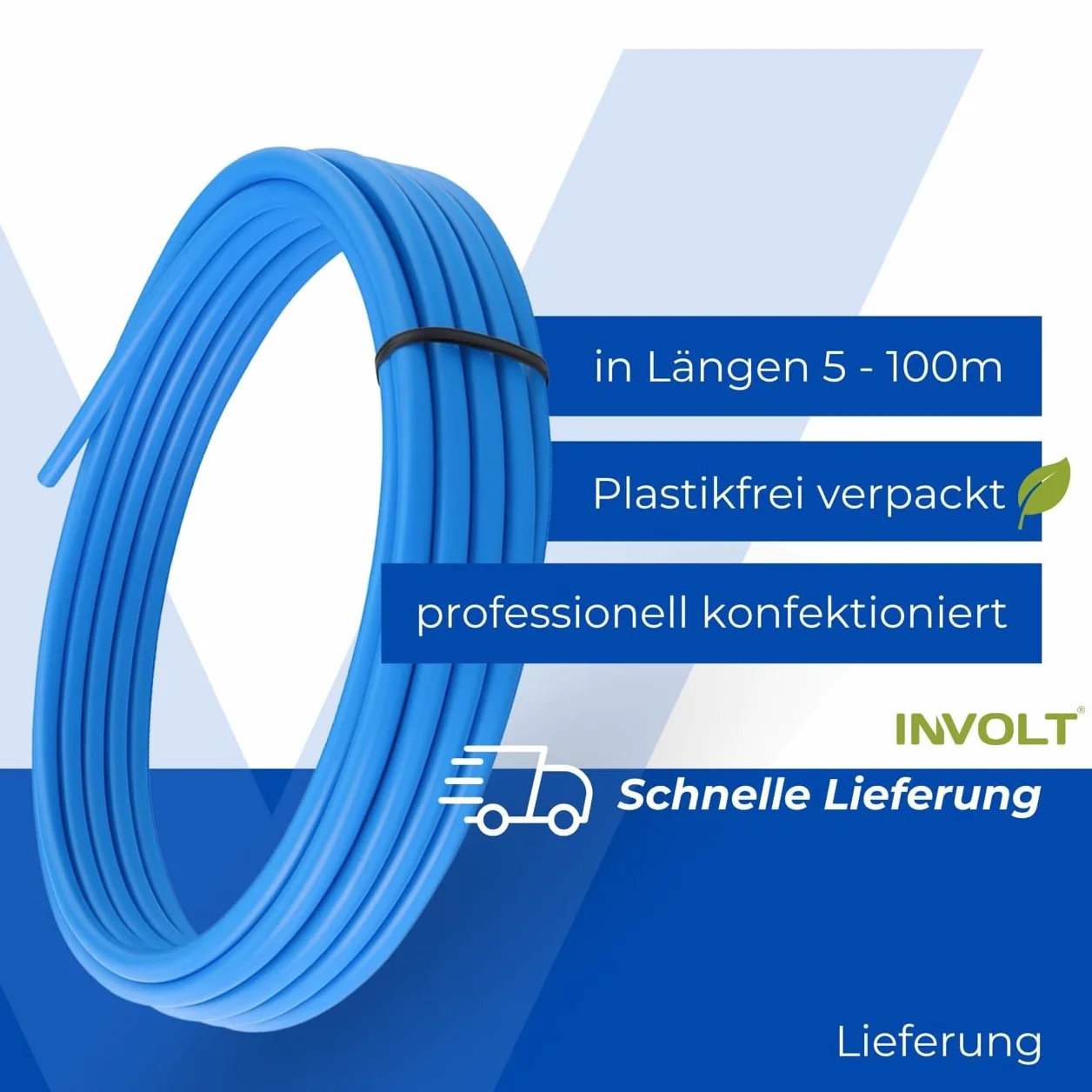INVOLT H07V-K zestaw przewodów okablowania, 10 mm², 5 pojedynczych żył, czarny/niebieski/brązowy/szary/zielono-żółty, długość 5 m, certyfikat VDE