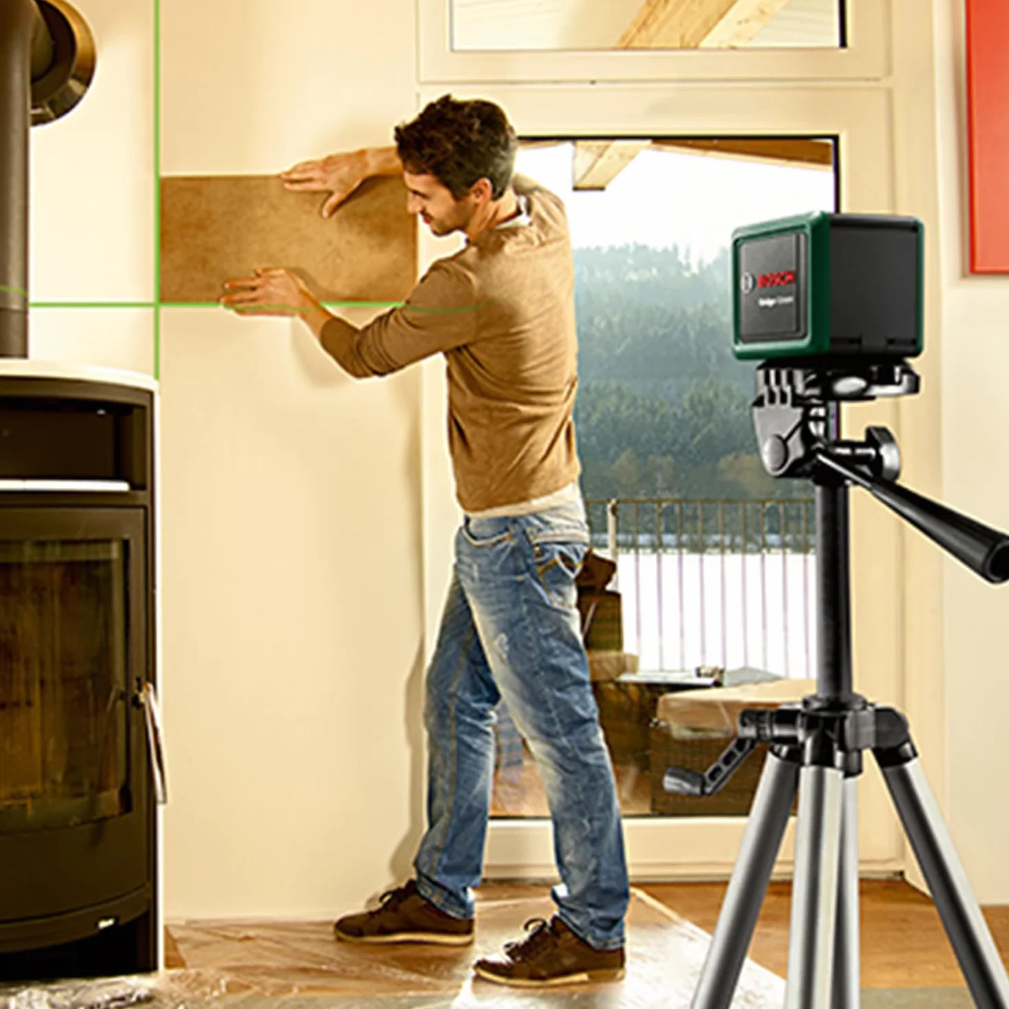 Bosch Laser Krzyżowy Quigo Green ze Statywem Zielona Wiązka Lasera Precyzyjne Wyrównywanie
