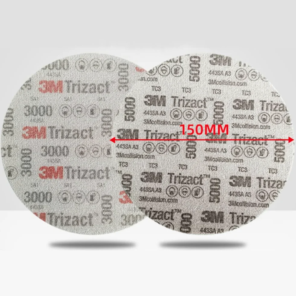 Gąbki szlifierskie Blok tarczy szlifierskiej, 3M gąbkowy papier ścierny polerujący 5000 Wykończenie lakieru samochodowego 6 cali 150 mm okrągły papier ścierny 02085(3000 Grit,5 Pcs)