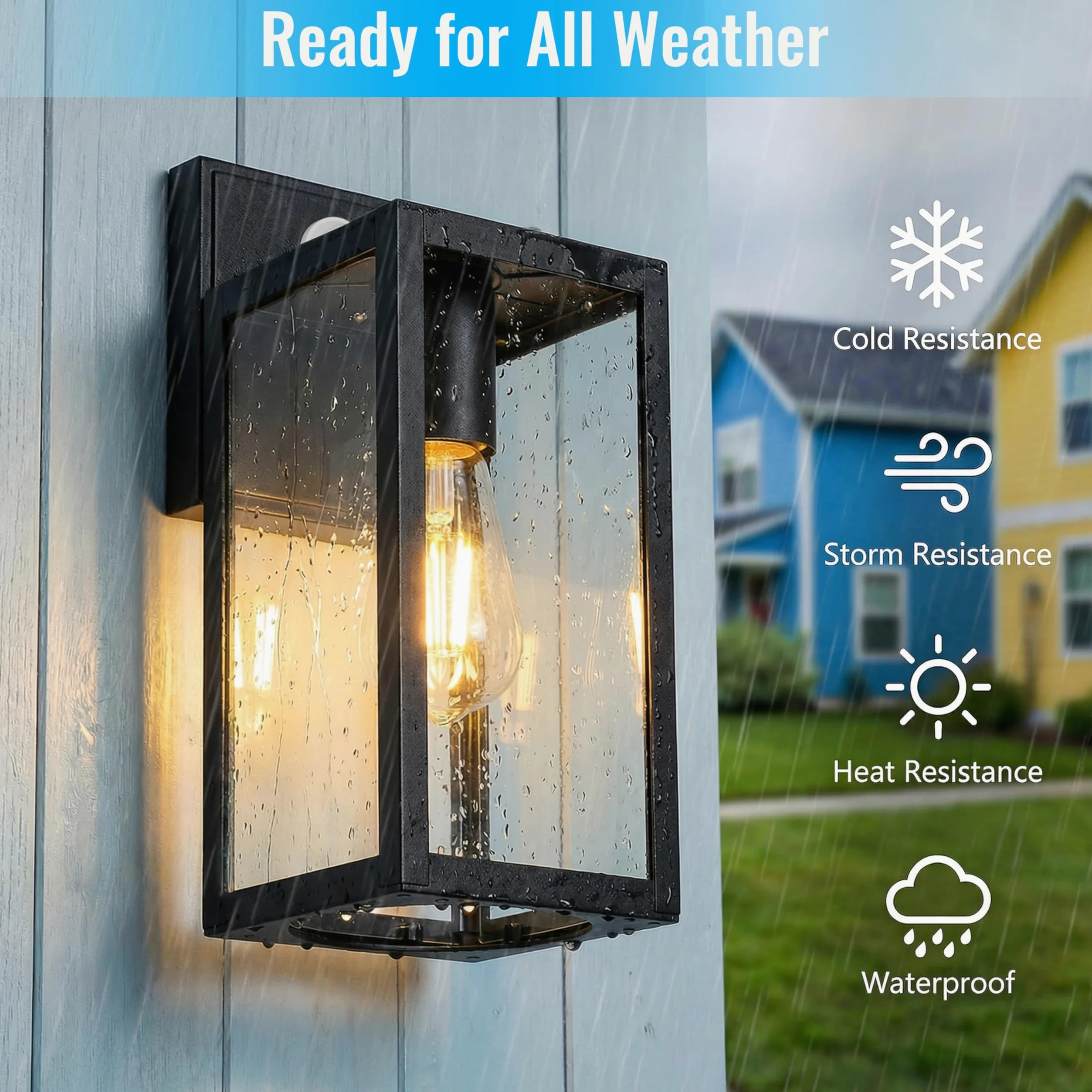 Zewnętrzna lampa ścienna z czujnikiem ruchu, lampa ścienna PIR zewnętrzna E27 czarna, 2 sztuki | Wysokiej jakości aluminiowy czujnik zmierzchu; do drzwi wejściowych, garażu lub tarasu. Światło bezpieczeństwa