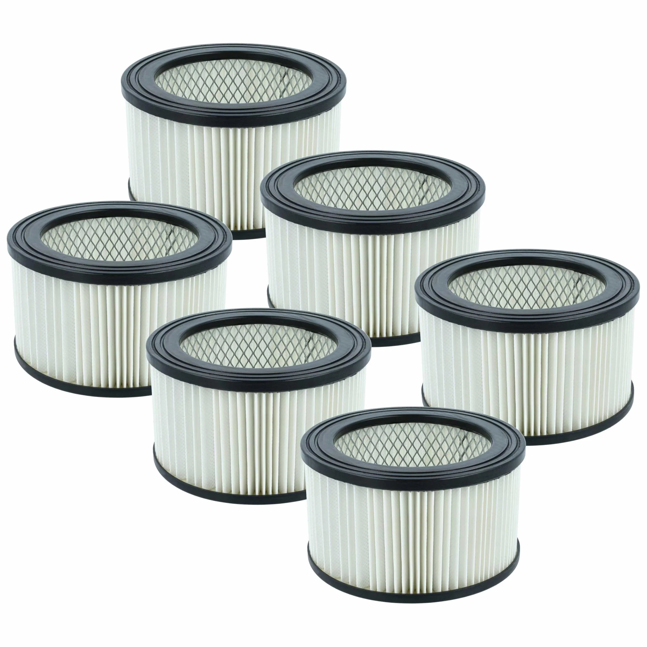vhbw 6 x filtr harmonijkowy kompatybilny z odkurzaczem Vigor 600 W, 1200 W, 99400-45/3, 800 W, ASPIR-EL INOX LT 15 - filtr nabojowy, czarno-biały, zmywalny