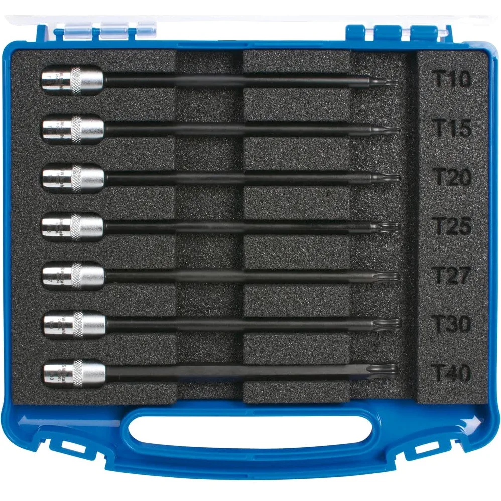 SW-Stahl Zestaw Bity Torx z Głowicą Kulową, 7 Części, Profil T, 1/4" 05450L | Nasadki trzpieniowe T10-T40, wkład 6,3 mm do wkrętaków, stal narzędziowa wysokiej jakości, profesjonalny zestaw serwisowy