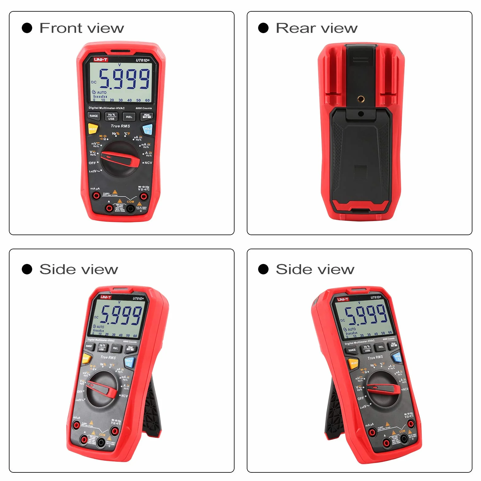UNI-T UT61D+ 1000V 20A Multimetr cyfrowy 6000 zliczeń True RMS napięcie AC/DC prąd opór pojemność tester