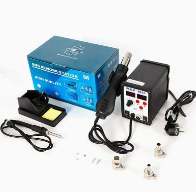 Stacja lutownicza na gorące powietrze kolba lutownicza 220 V SMD Rework Station 700 W 3 ozzles 898D