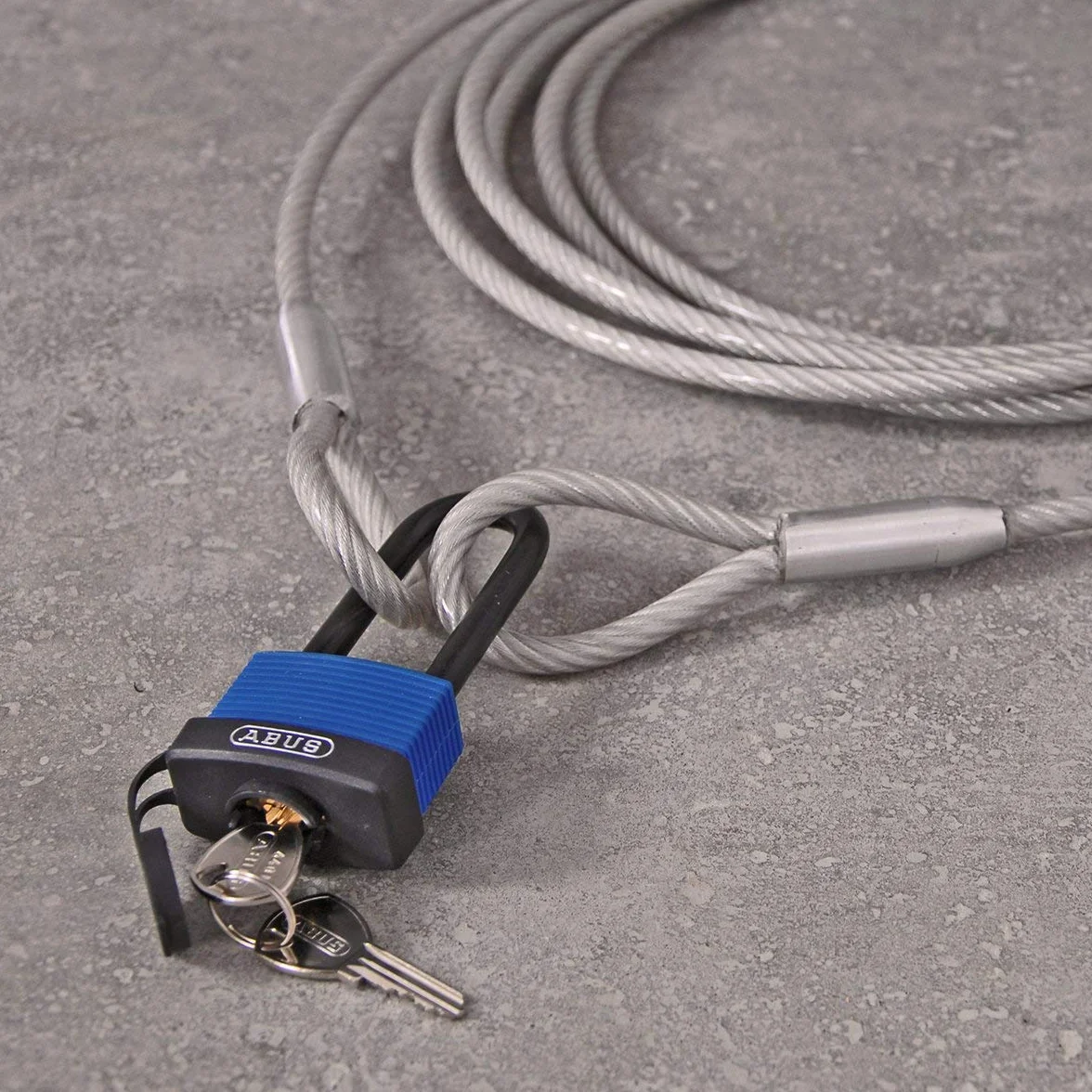 Kabel ze szlufkami, stalowy kabel z kłódką Abus [1 m – 50 m] – linka pętli, zamek linowy, zapięcie kablowe, grubość: 12 mm (10 na 12) | długość: 4 m