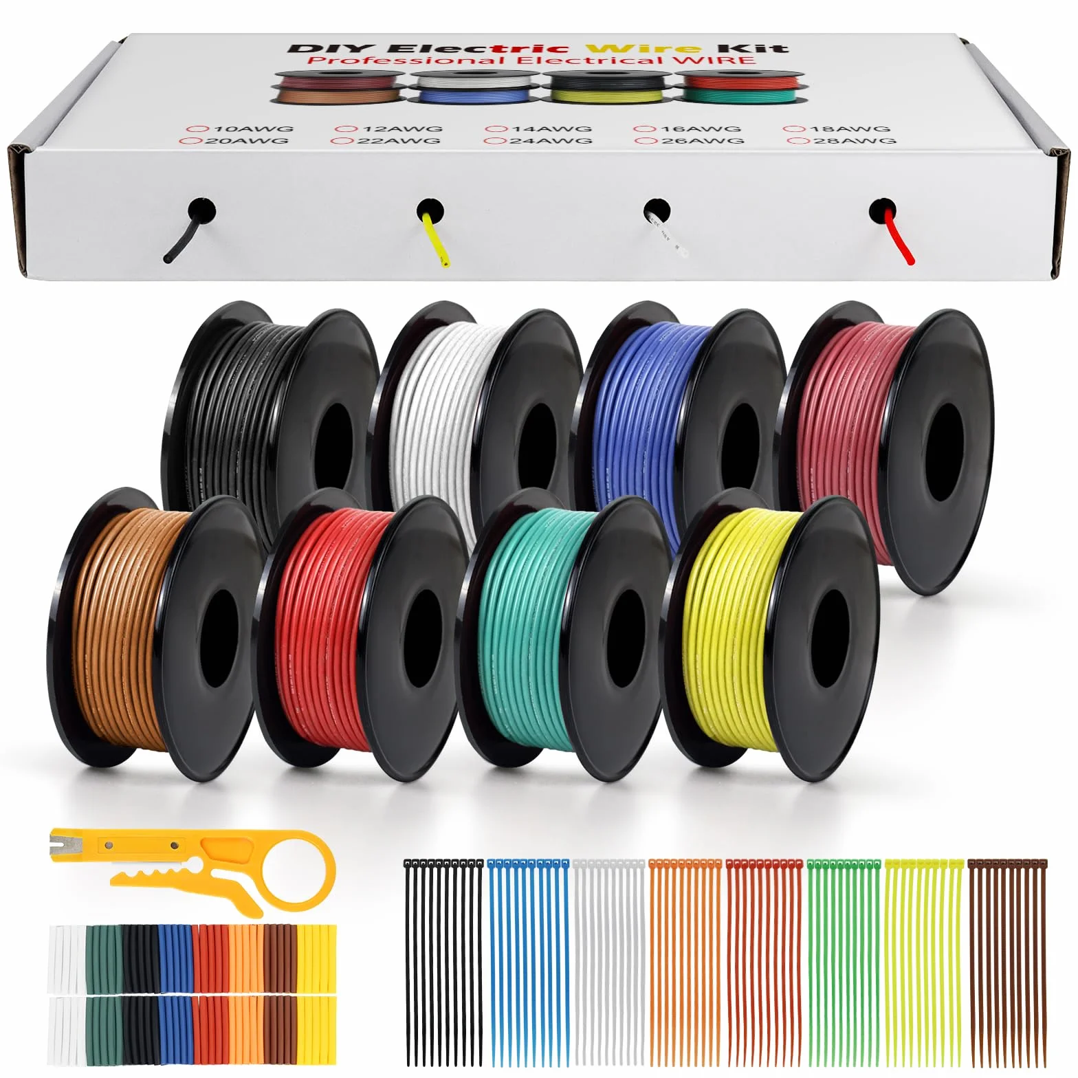 LightingWill 18 AWG 0,75 mm² silikonowy kabel elektryczny zestaw w 8 kolorach, 15 m na rolkę drutu plecionego, elastyczny ocynkowany kabel miedziany do DIY, samochodów, instalacji domowych i kabli