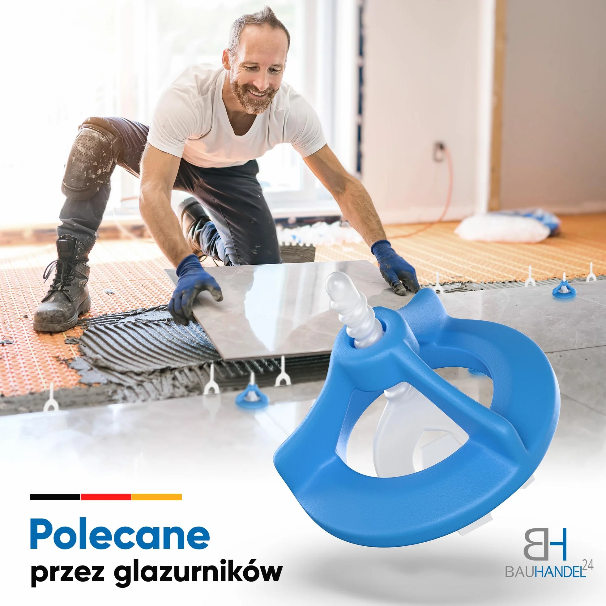 Bauhandel24 zestaw narzędzi do układania płytek 2 mm 200 gwintowanych zaczepów system poziomowania pomoc montażowa klipsy poziomujące dystanse narzędzia do płytek