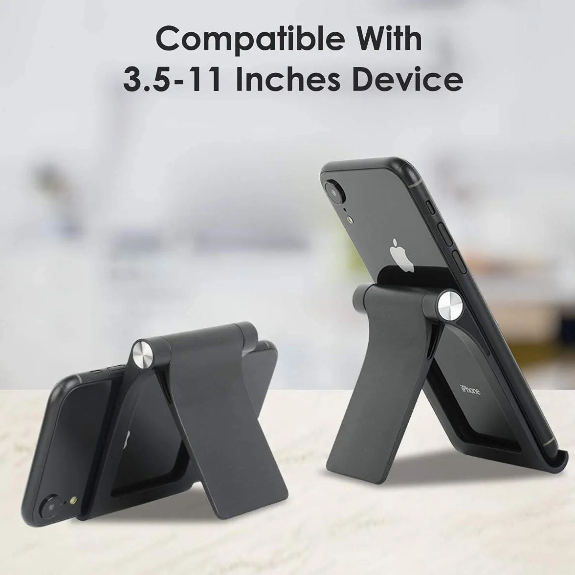 Uchwyt na telefon, regulowany stojak na telefon, uchwyt do iPhone 17 16 15 14 13 12 11 Pro Max XS XR 8 Plus 6 7 Samsung Galaxy S10 S9 S8 S7 Edge S6 Android (czarny)