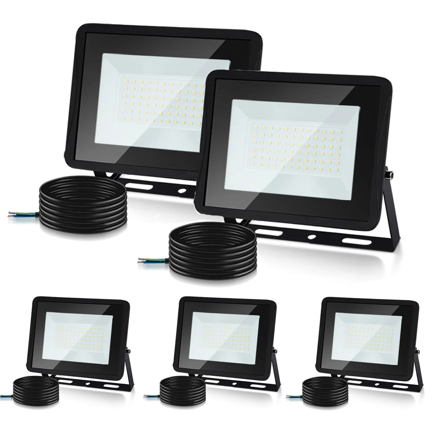 Herrselsam Zewnętrzna lampa punktowa LED, 5 szt. 50 W, zewnętrzne reflektory LED 4250 lm, ciepła biel 3000K, IP66, wodoodporne oświetlenie LED do fabryk, parkingu (bez gniazdka)