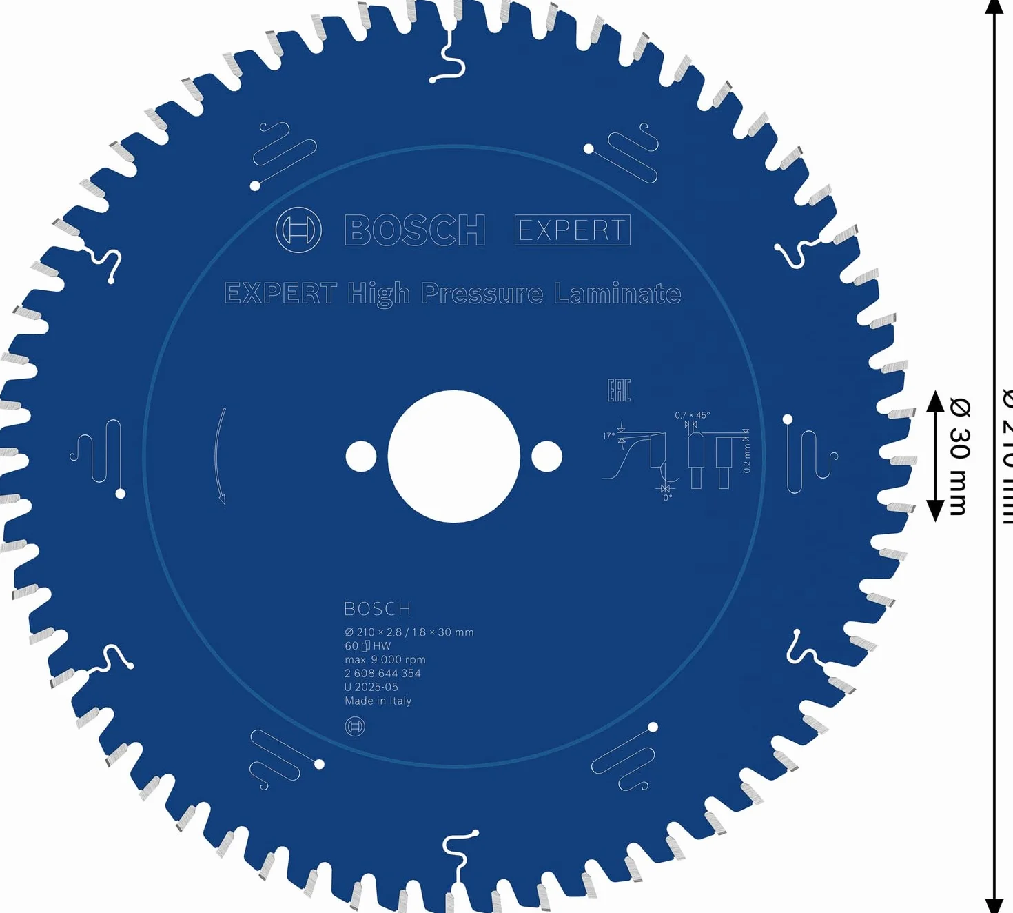 Bosch 1x Tarcza pilarska EXPERT High Pressure Laminate (do Laminat wysokociśnieniowy HPL, Ø mm, Professional Akcesoria Przewodowe ręczne pilarki tarczowe, Pilarka wgłębna)