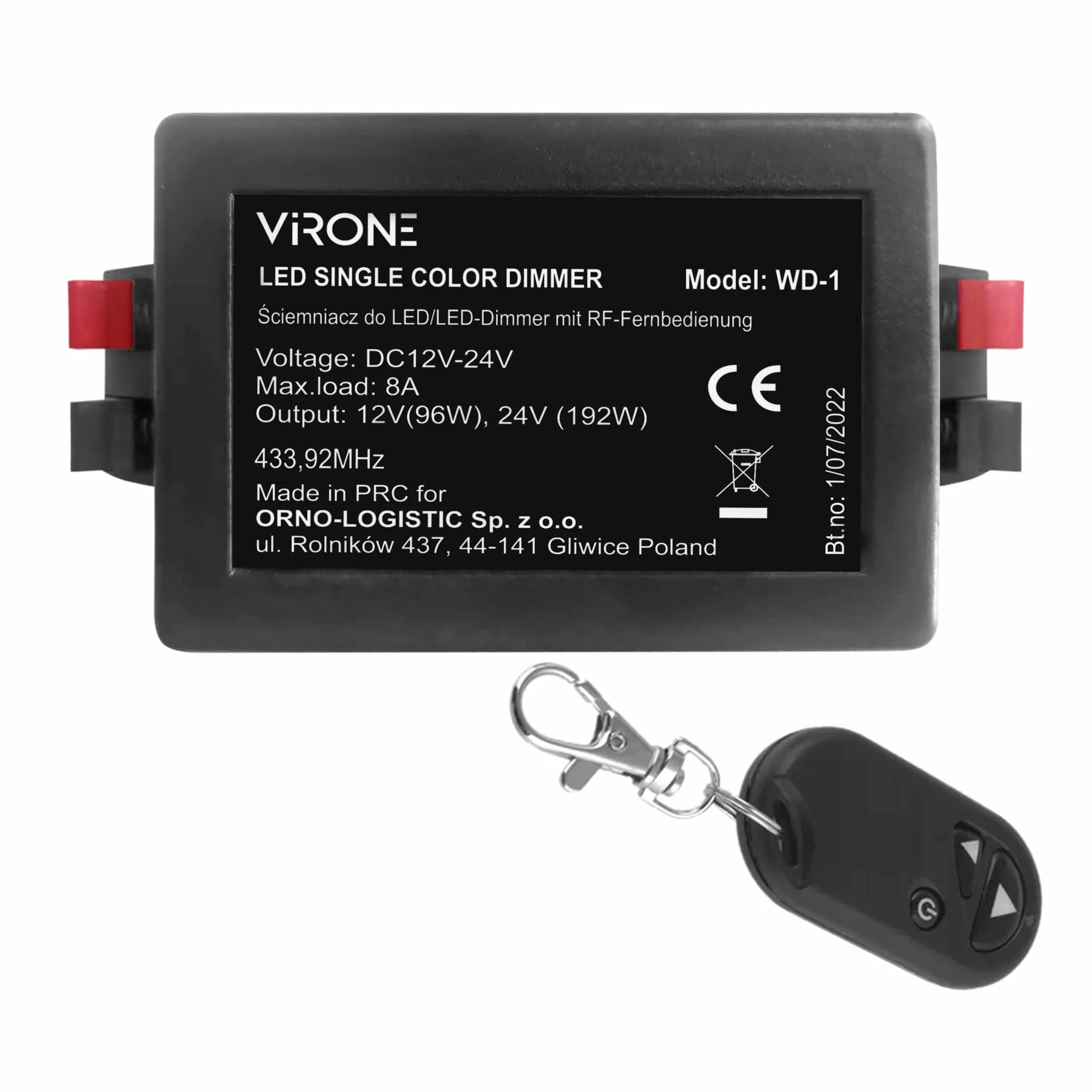 Virone WD-1 Ściemniacz do LED 12-24VDC RF z pilotem