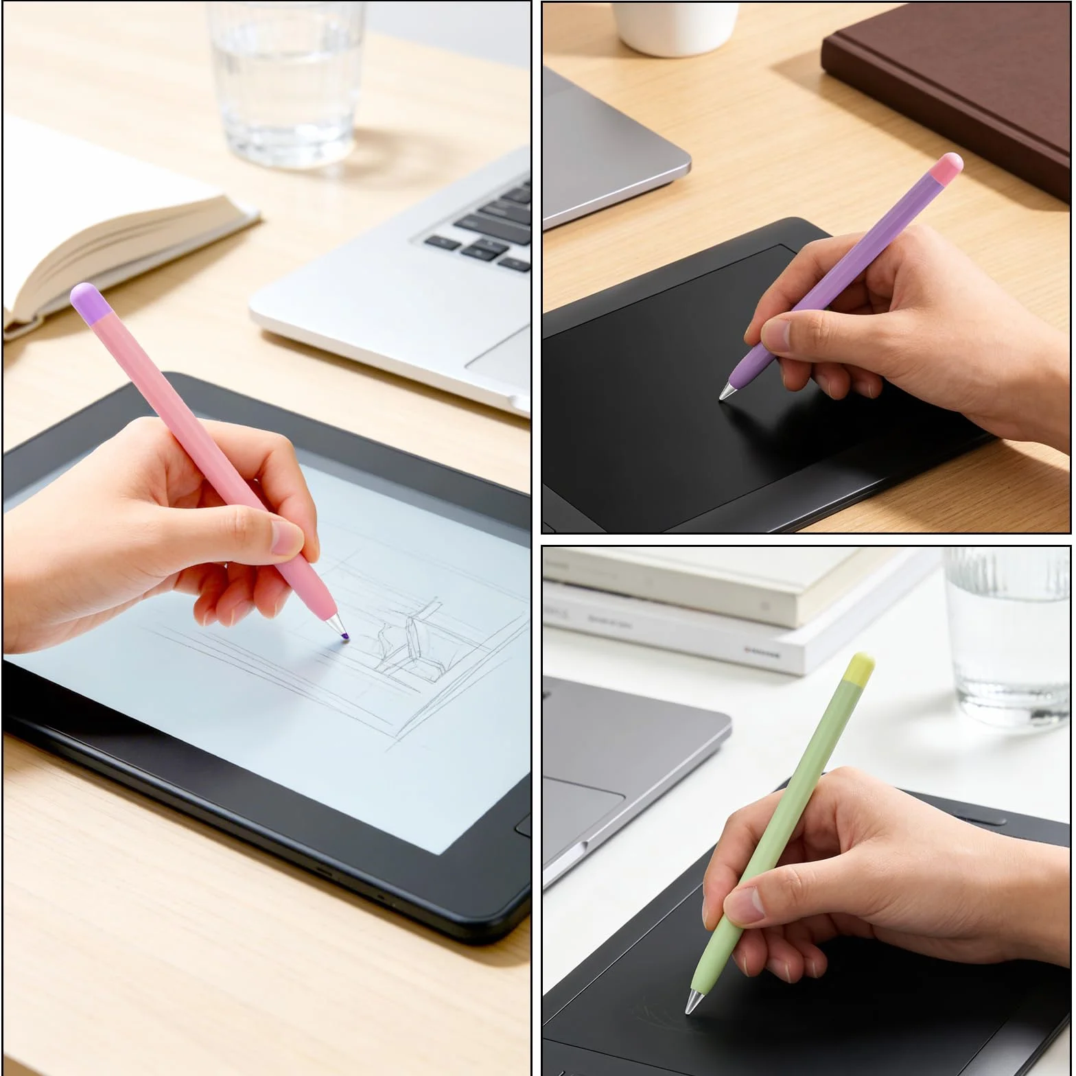 Silikonowe etui na rysik Apple Pencil kompatybilne z Apple Pencil Pro i 2. generacji ergonomiczny uchwyt magnetyczne ładowanie fioletowe matcha zielona różowe