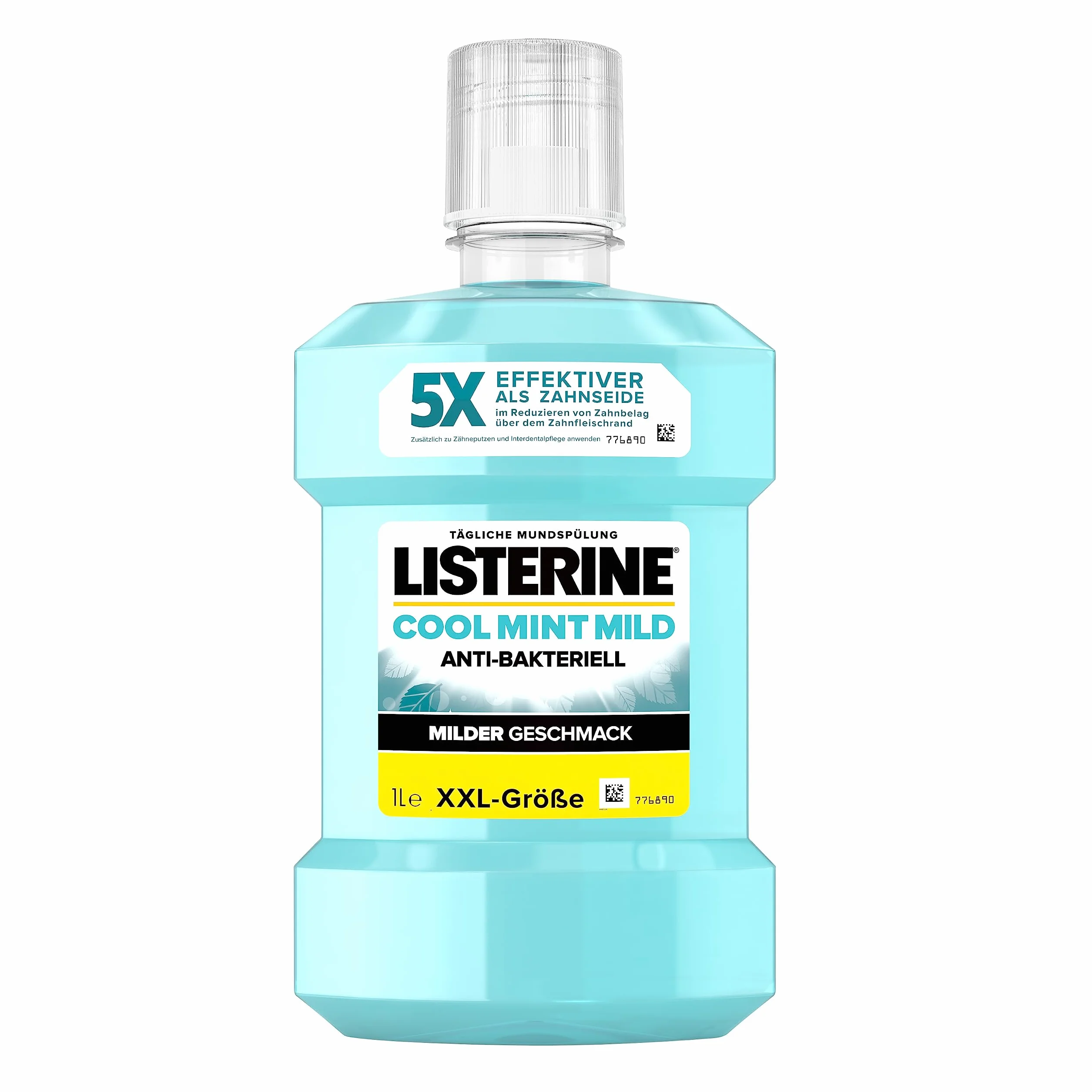 LISTERINE Cool Mint Mild (1000 ml), antybakteryjny płyn do płukania jamy ustnej bez alkoholu o łagodnym smaku, zapewnia długotrwałe uczucie świeżości
