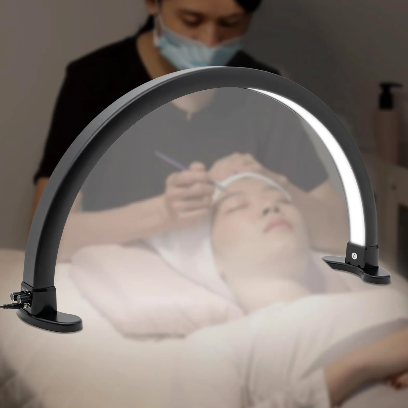 Lampa półksiężycowa do paznokci 45 W lampa biurkowa LED półksiężyc 2700-5600 K regulowana jasność rzęsy lampa stołowa przedłużająca rzęsy, do sklepów z manikiurem, salonów kosmetycznych, dla rodzin