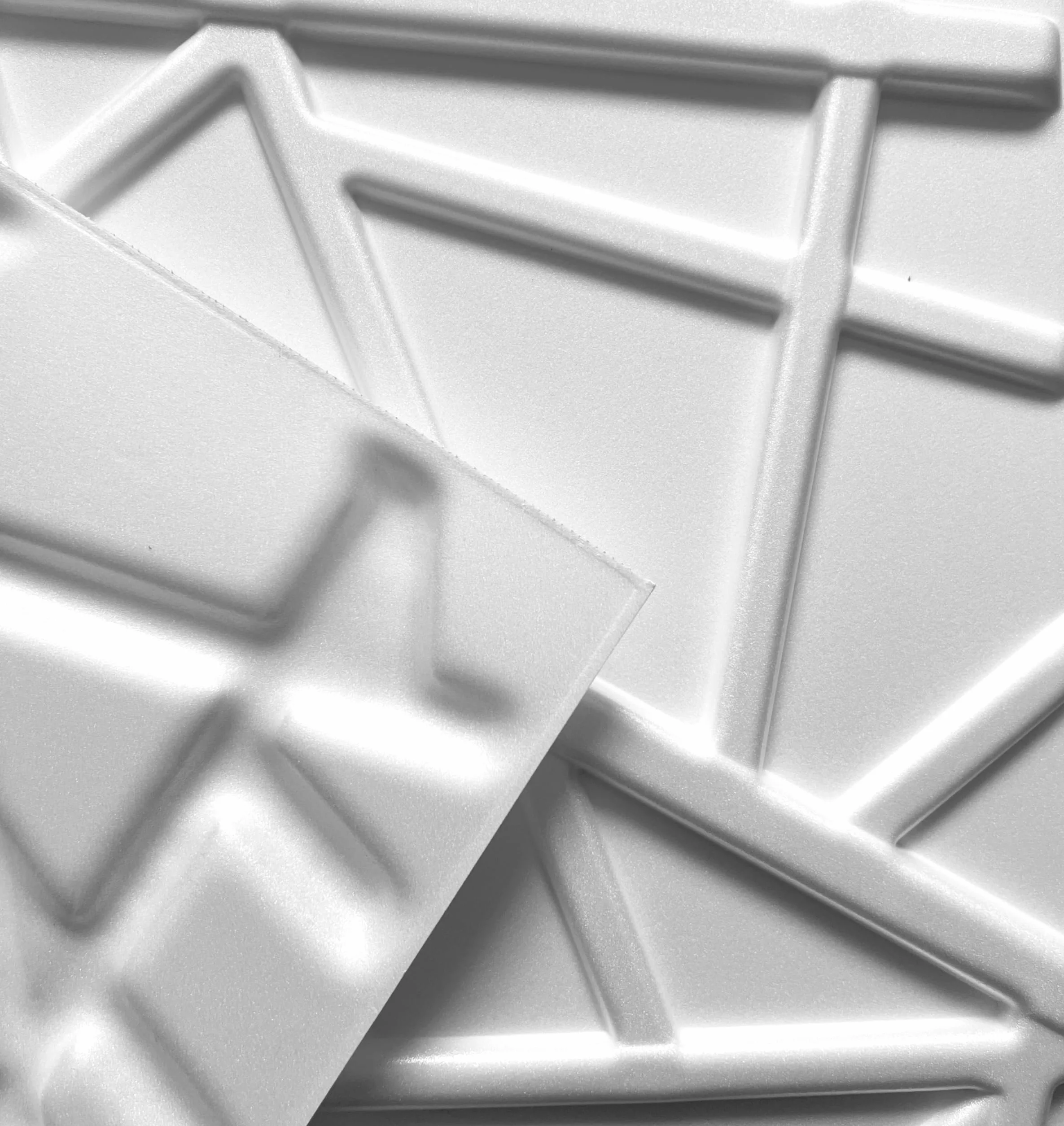 Deccart - Panele ścienne 3D 50x50 cm - Panel dekoracyjny, płyty styropianowe, EPS-polistyren, linia 2 m², 8 sztuk, kolor biały