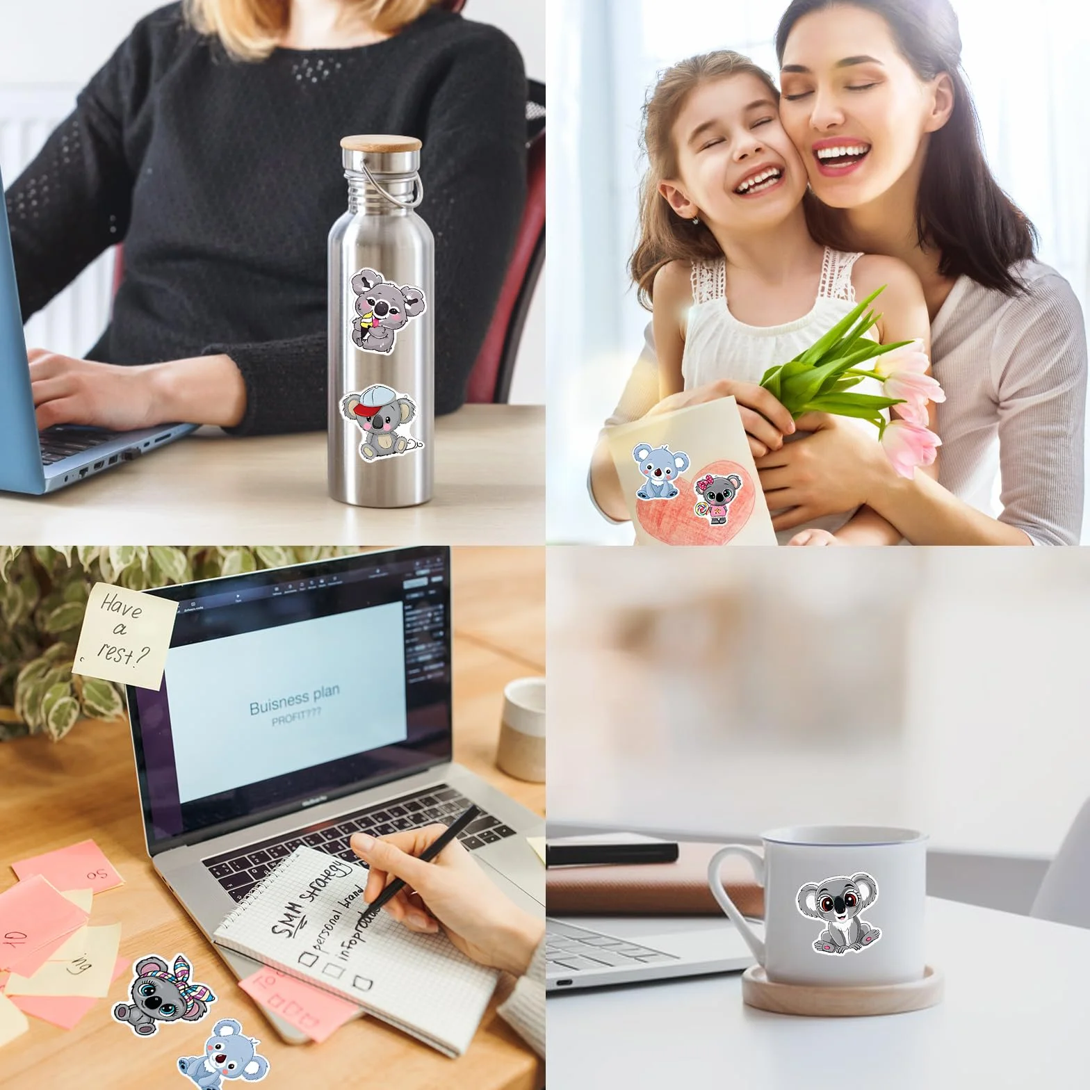Amabro 50 szt. wodoodporne naklejki winylowe koala kreskówka zwierzę na laptopa bagaż
