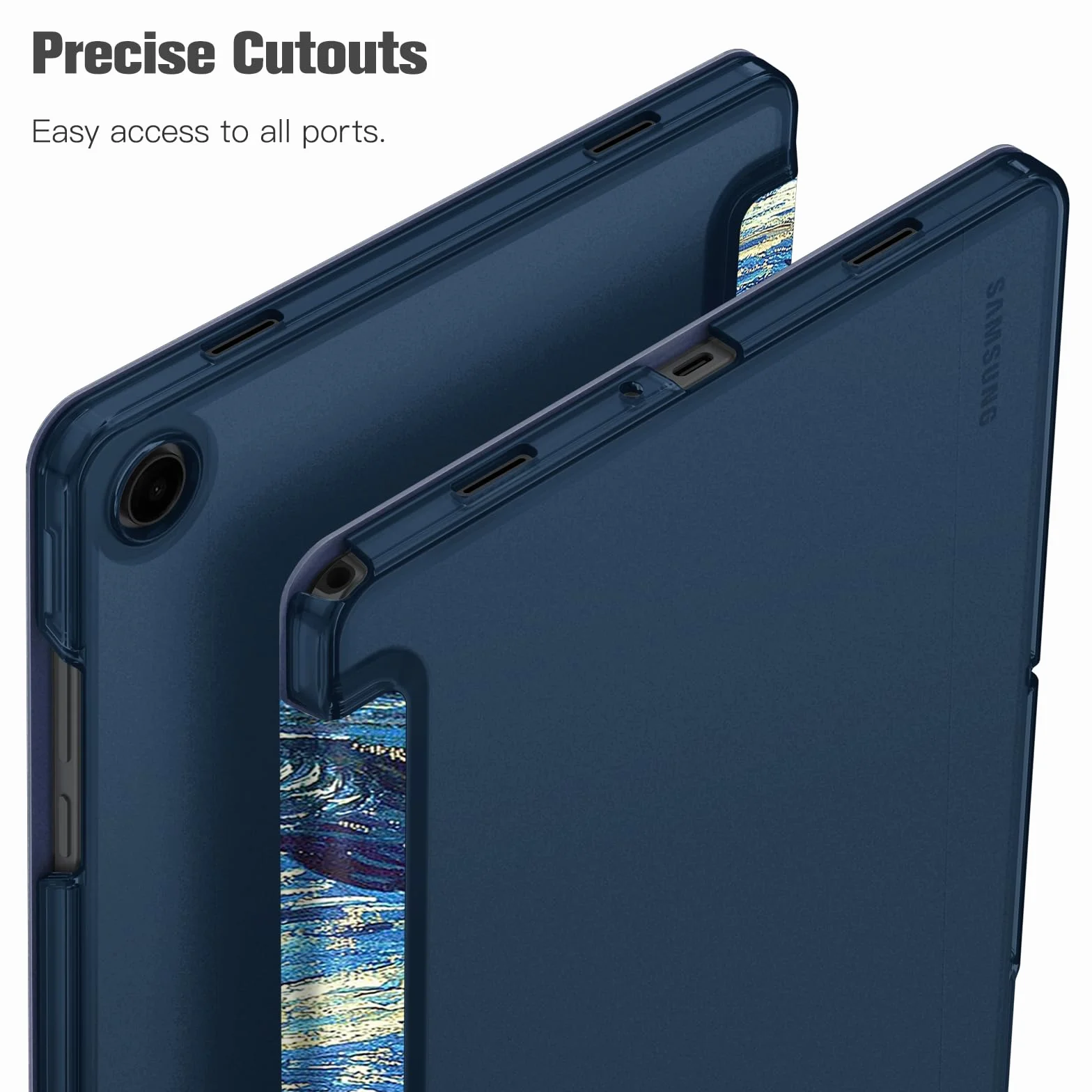 FINTIE, Etui SlimShell do Samsung Galaxy Tab A9+ / A9 Plus 11 cali 2023, SM-X210/X216/X218, lekka, przejrzysta, matowa tylna obudowa z funkcją automatycznego budzenia/uśpienia, niebieski gwiaździsty