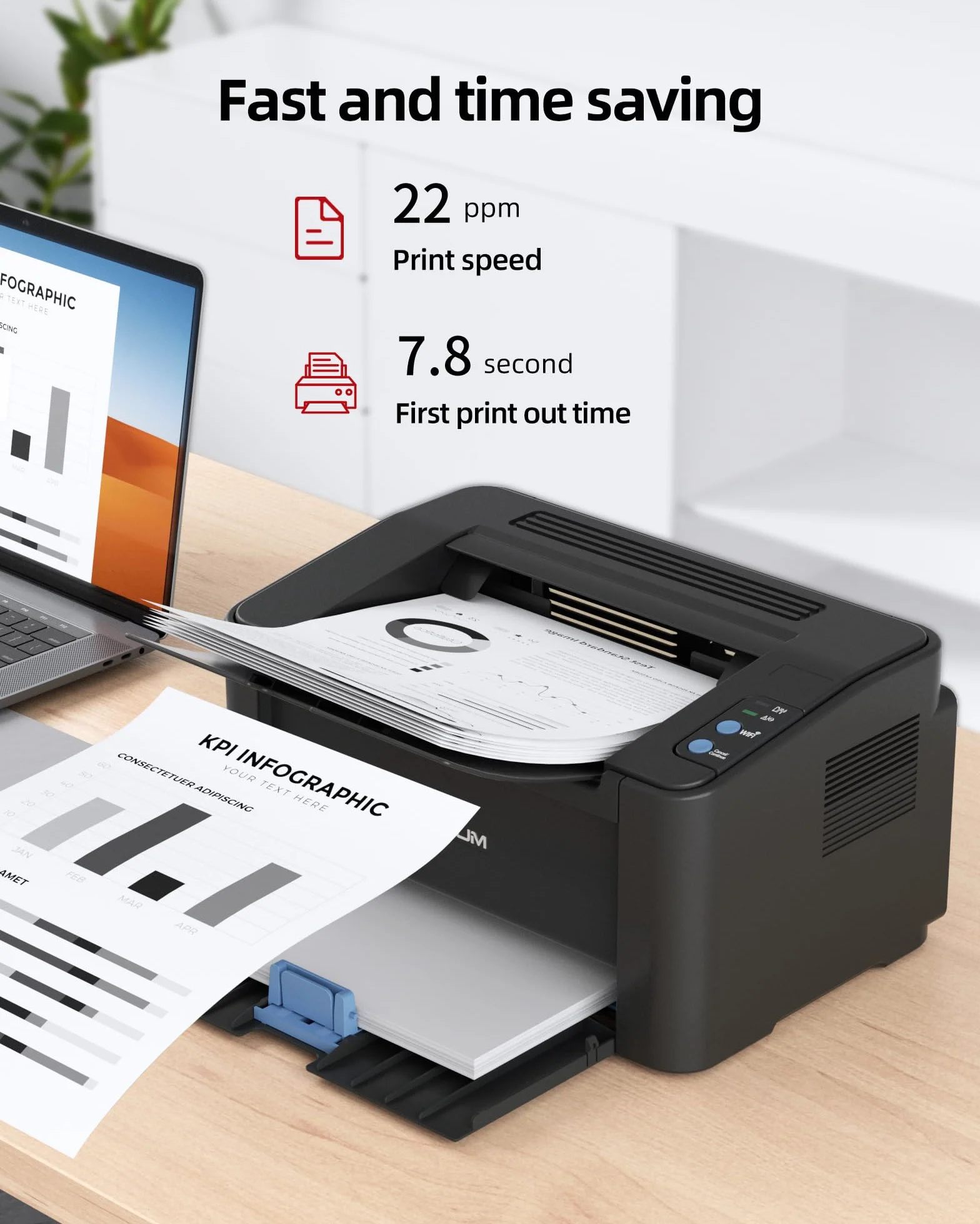 Drukarka laserowa PANTUM P2502W Bezprzewodowa monochromatyczna WiFi 22 str/min