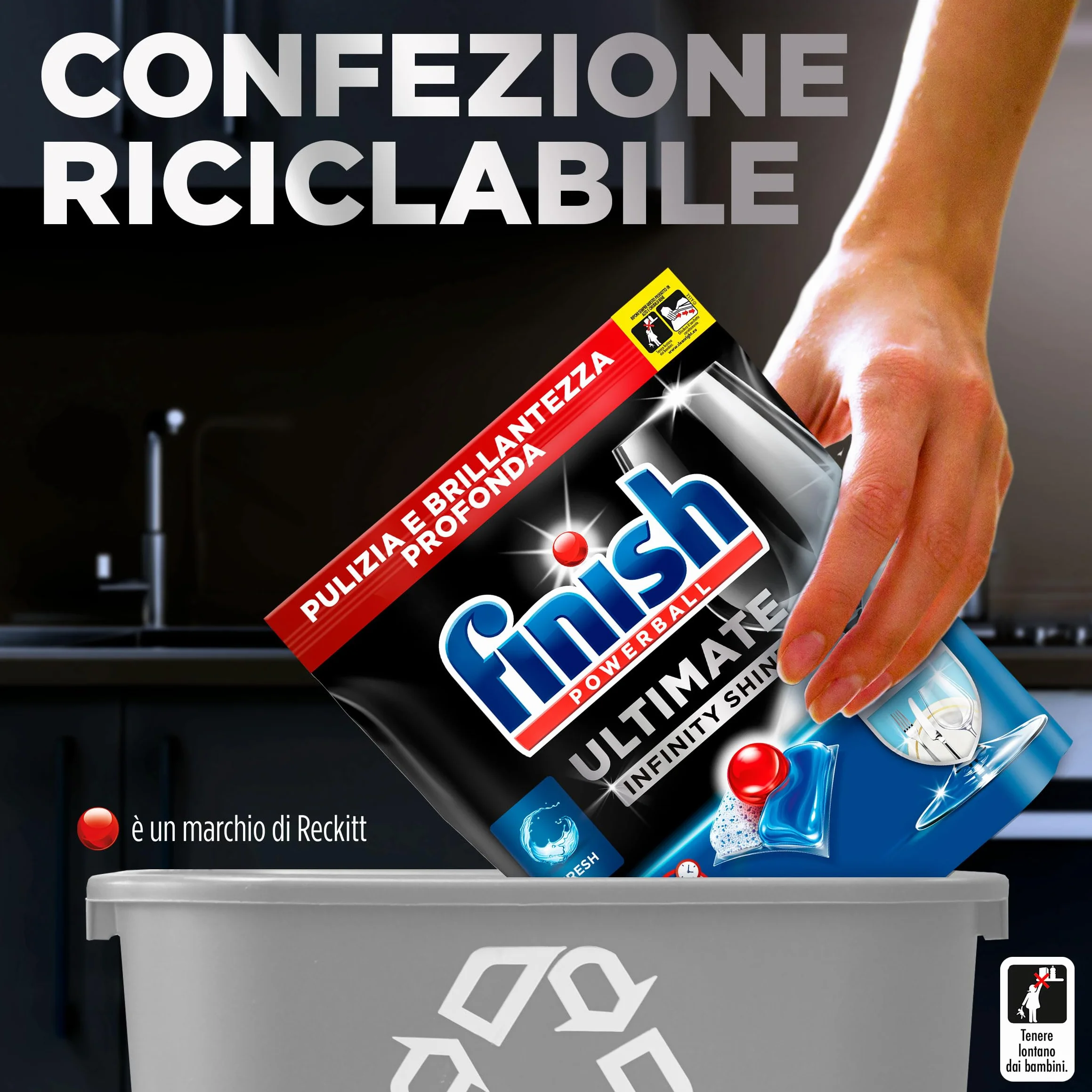 Finish Ultimate Infinity Shine tabletki do zmywarki luzem | Zapach: Cytryna | Rozmiar: 100 tabletek do zmywarki | Ultimate Clean and Shine