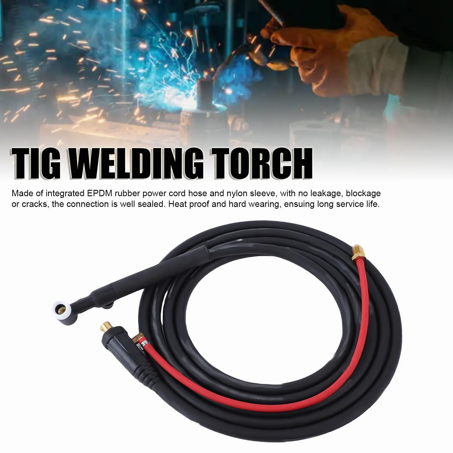 Pistolet spawalniczy ZenithAur TIG 150A z wężem powietrznym 4M i szybkozłączem 35-50mm², uchwyt TIG chłodzony powietrzem do spawarek ARC200 MIG200 MIG250