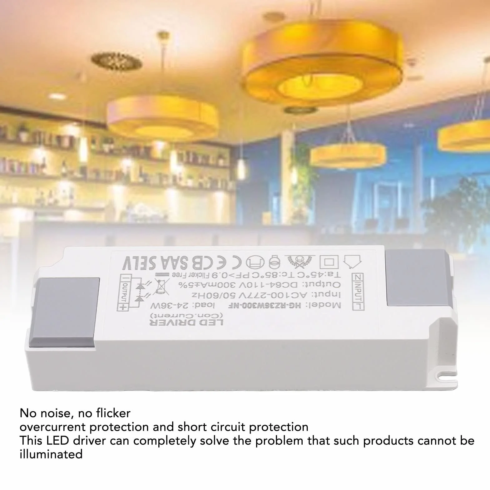 Syrisora ​​LED Driver Obciążenie Zasilanie Złącze Napędu Transformator do Oświetlenia LED 24-36W 300mA Wejście AC100-277V Wyjście DC64-110V