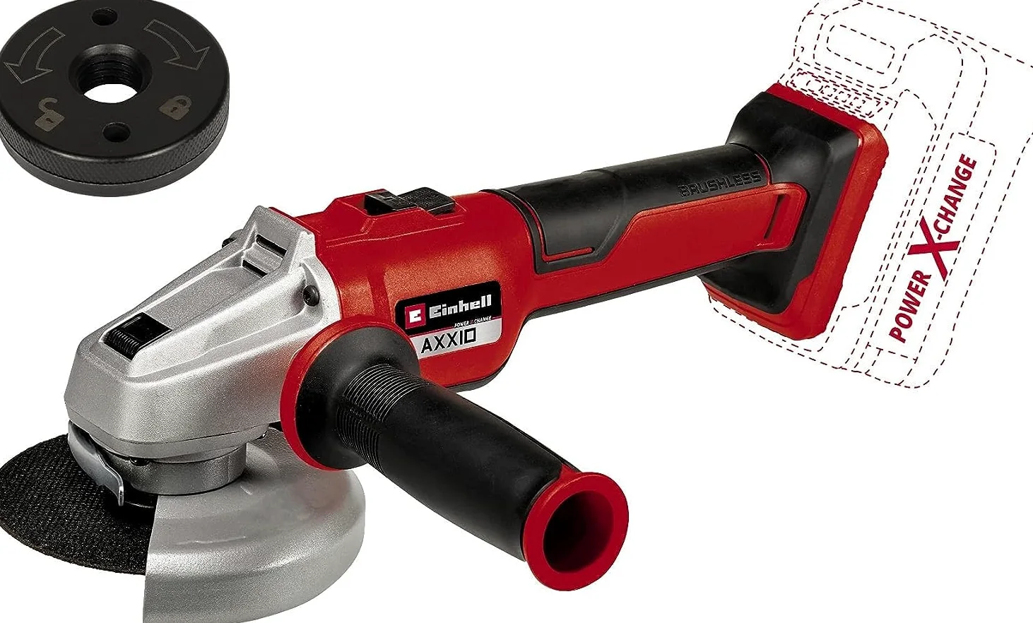 Einhell Akumulatorowa szlifierka kątowa AXXIO 18/115 Q Li-Solo Power X-Change (18 V, Li-ion, Ø115 mm, głębokość cięcia 28 mm, silnik bezszczotkowy, bez tarczy tnącej, bez akumulator + ładowarka)