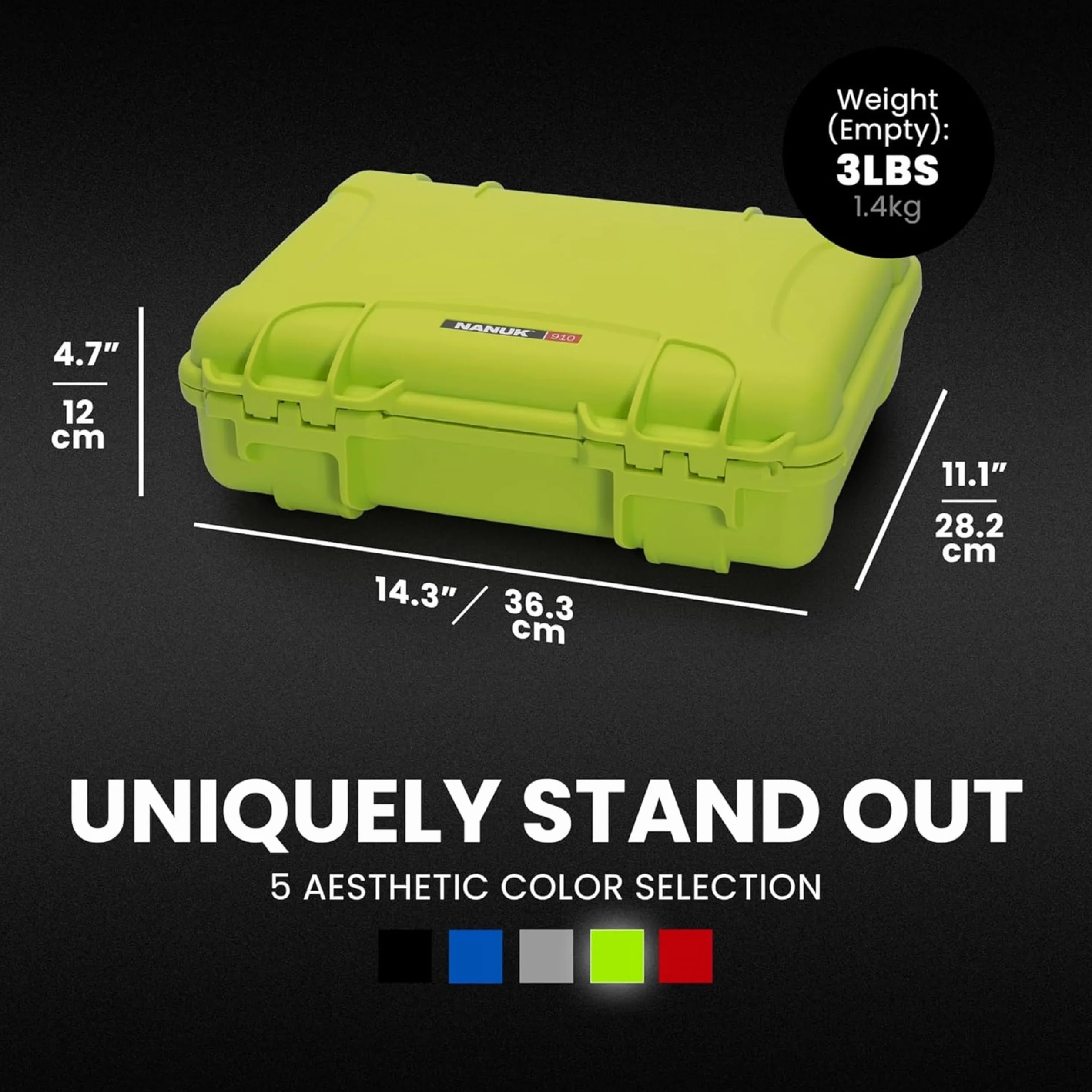 NANUK 910 Wodoodporne twarde etui z wkładką piankową limonka