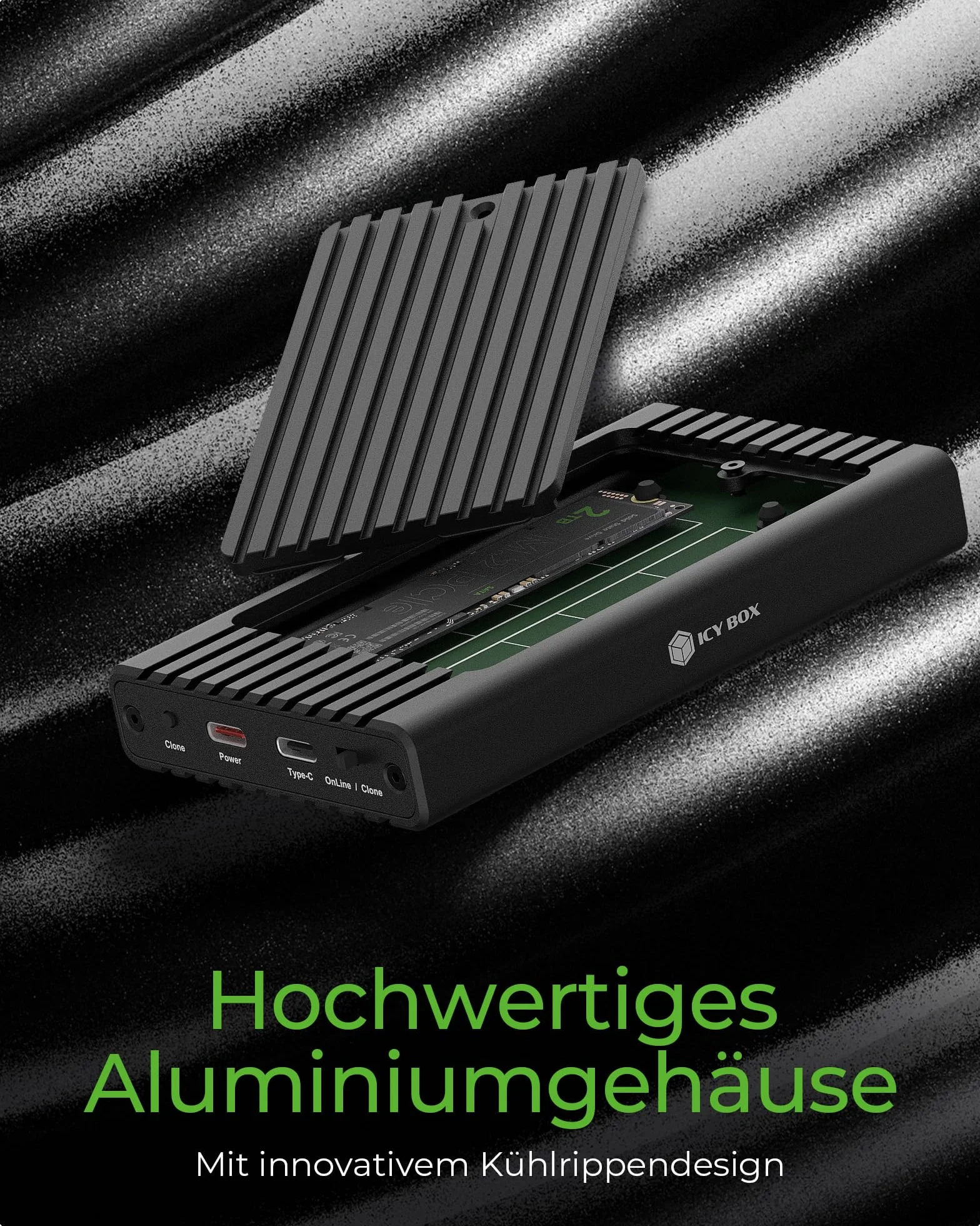 ICY Box M.2 NVMe SSD stacja dokująca USB 3.2 Gen 2 (10 Gbit/s), stacja klonowania i czytnik NVMe, zewnętrzna, adapter, USB-C i USB-A, IB-2817MCL-C31