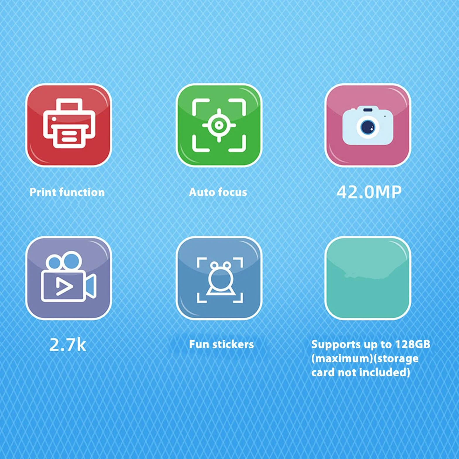 Aparat Natychmiastowy dla Dzieci 42 MP Ekran IPS HD 2,4 Cala Druk Termiczny Materiał ABS Bateria